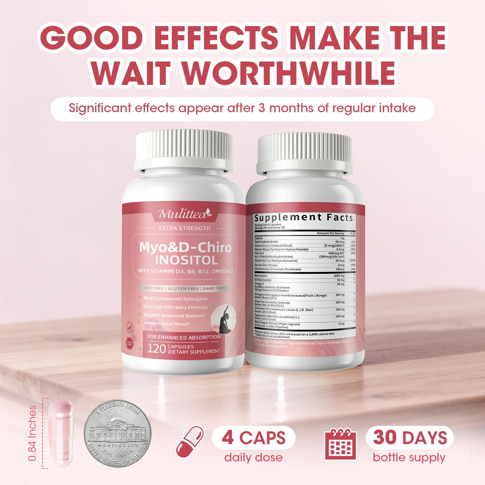 Mulittea Myo-Inositol & D-Chiro Supplement for Women - 14-in-1 Liposomal Inositol with Folic Acid,Omega-3 & Multivitamin for Hormone Balance,Support Ovarian,Skin & Mood- 40:1 Vegan 120 Capsules Mulittea buy supplements canada