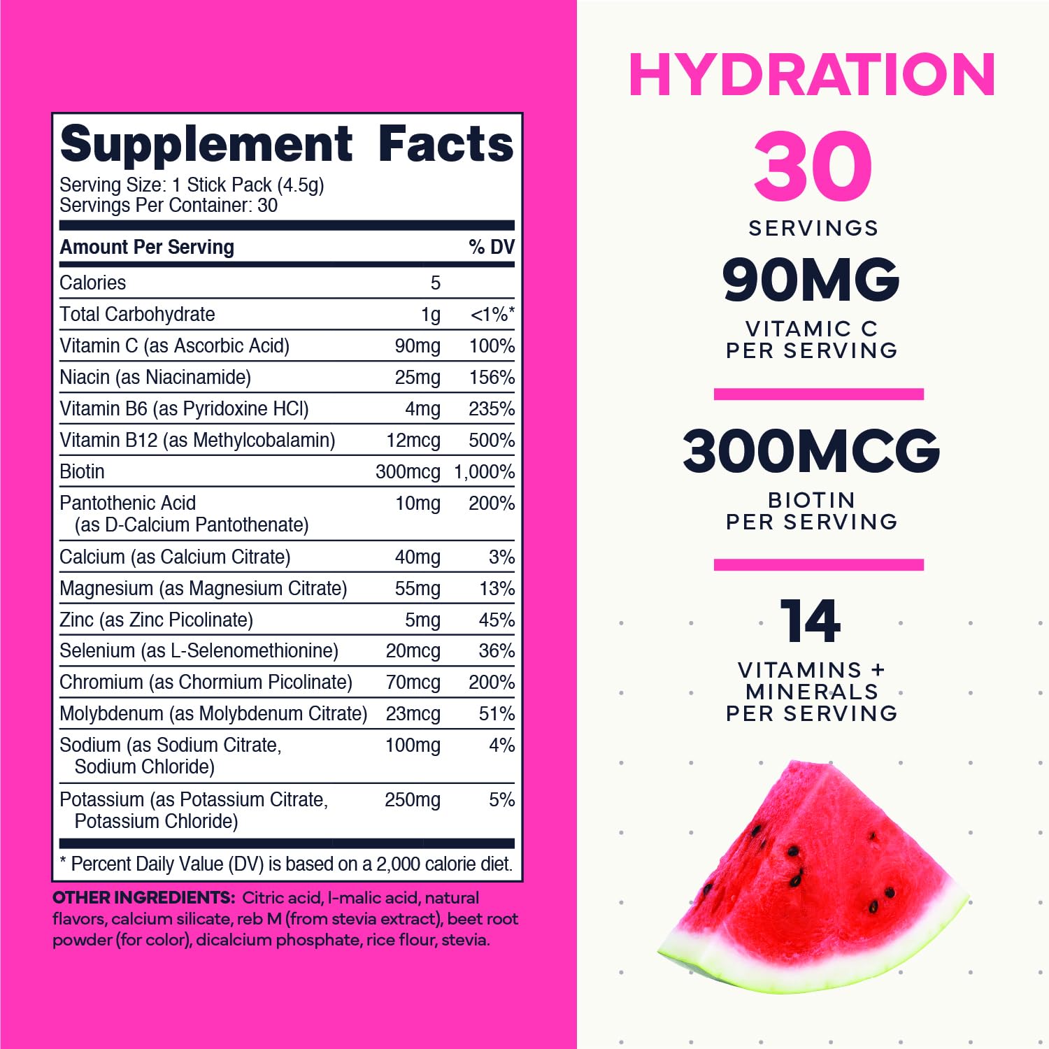 Type Zero Sugar Free Electrolytes Powder Packets + Clean Hydration Powder Stick Packs with 14 Vitamins and Minerals - Watermelon Flavor, 30 Servings Type Zero buy supplements canada