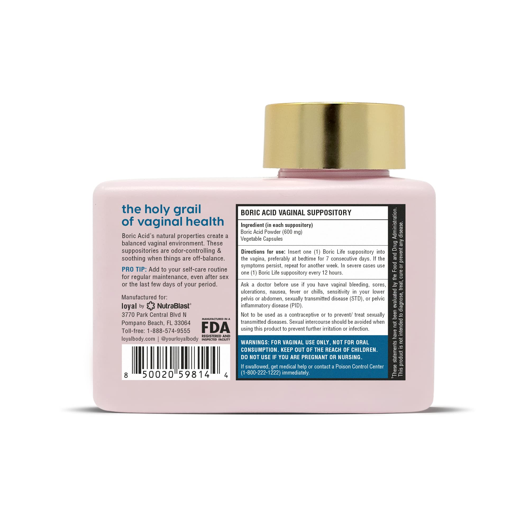Loyal Boric Life - Boric Acid Vaginal Suppositories - 600mg - Supports Odor Control - Promotes Vaginal Loyal buy supplements canada