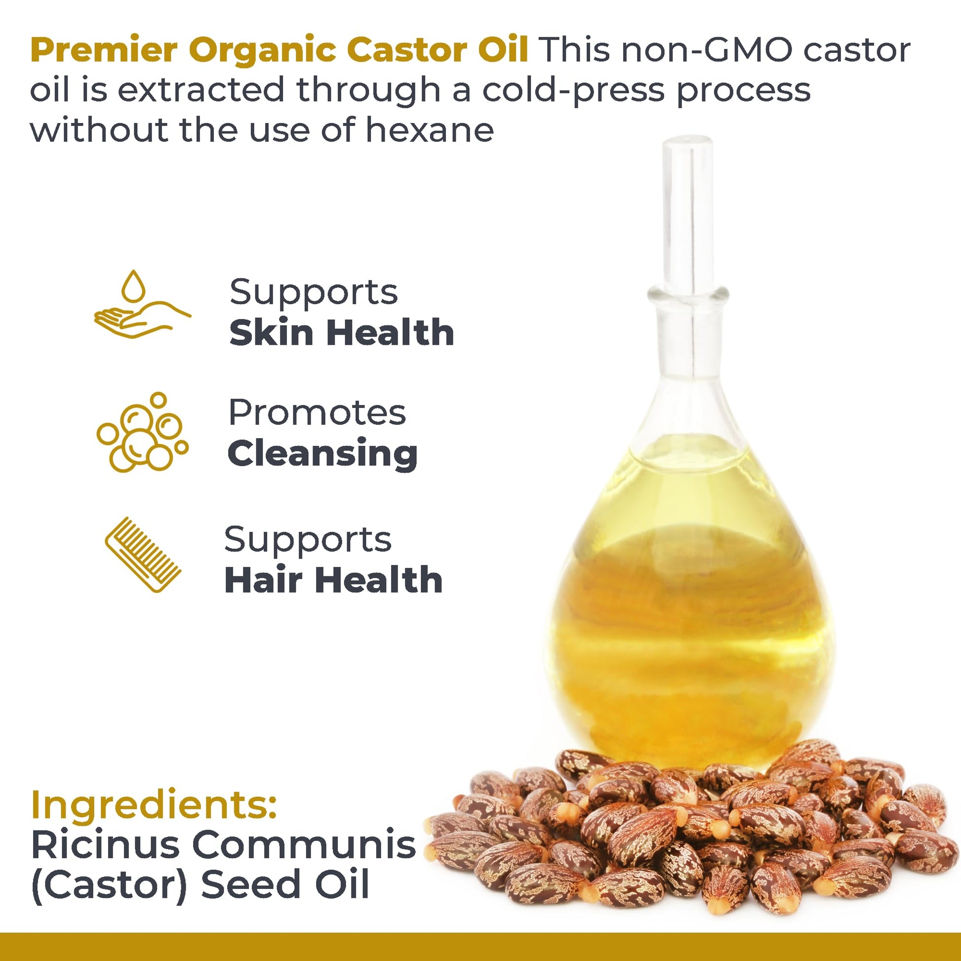 Premier Research Labs Organic Castor Oil for Face - Cold Pressed 100% Pure Castor Oil for Hair Growth, Skin & Body, Hexane Free - 8 Oz Bottle Premier Research Labs buy supplements canada