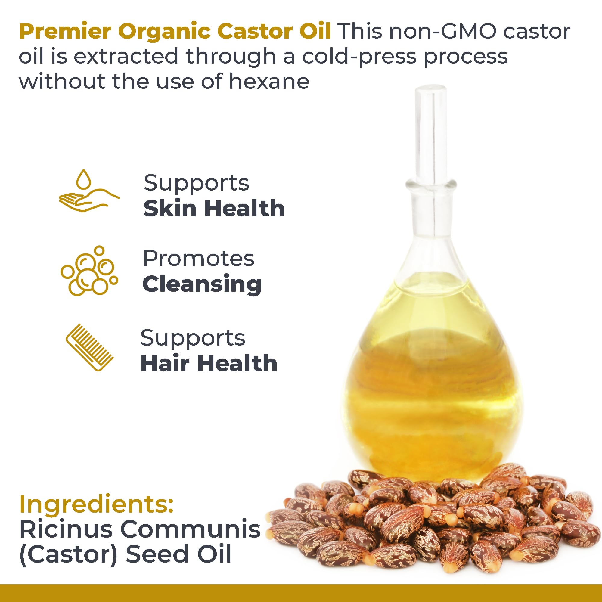 Premier Research Labs Organic Castor Oil for Face - Cold Pressed 100% Pure Castor Oil for Hair Growth, Skin & Body, Hexane Free - 8 Oz Bottle Premier Research Labs buy supplements canada