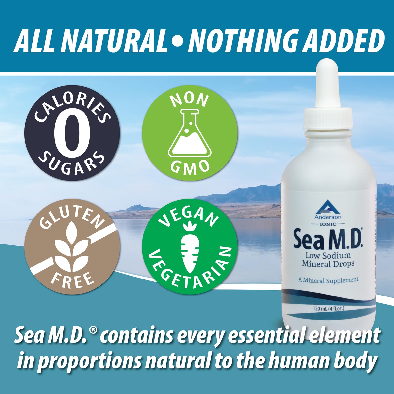 Anderson Sea M.D. Concentrated Trace Mineral Drops, 79 Trace Minerals with Magnesium, Sodium and Chloride Electrolytes - Supports Hydration, Energy Mineral Resources International, Inc. buy supplements canada