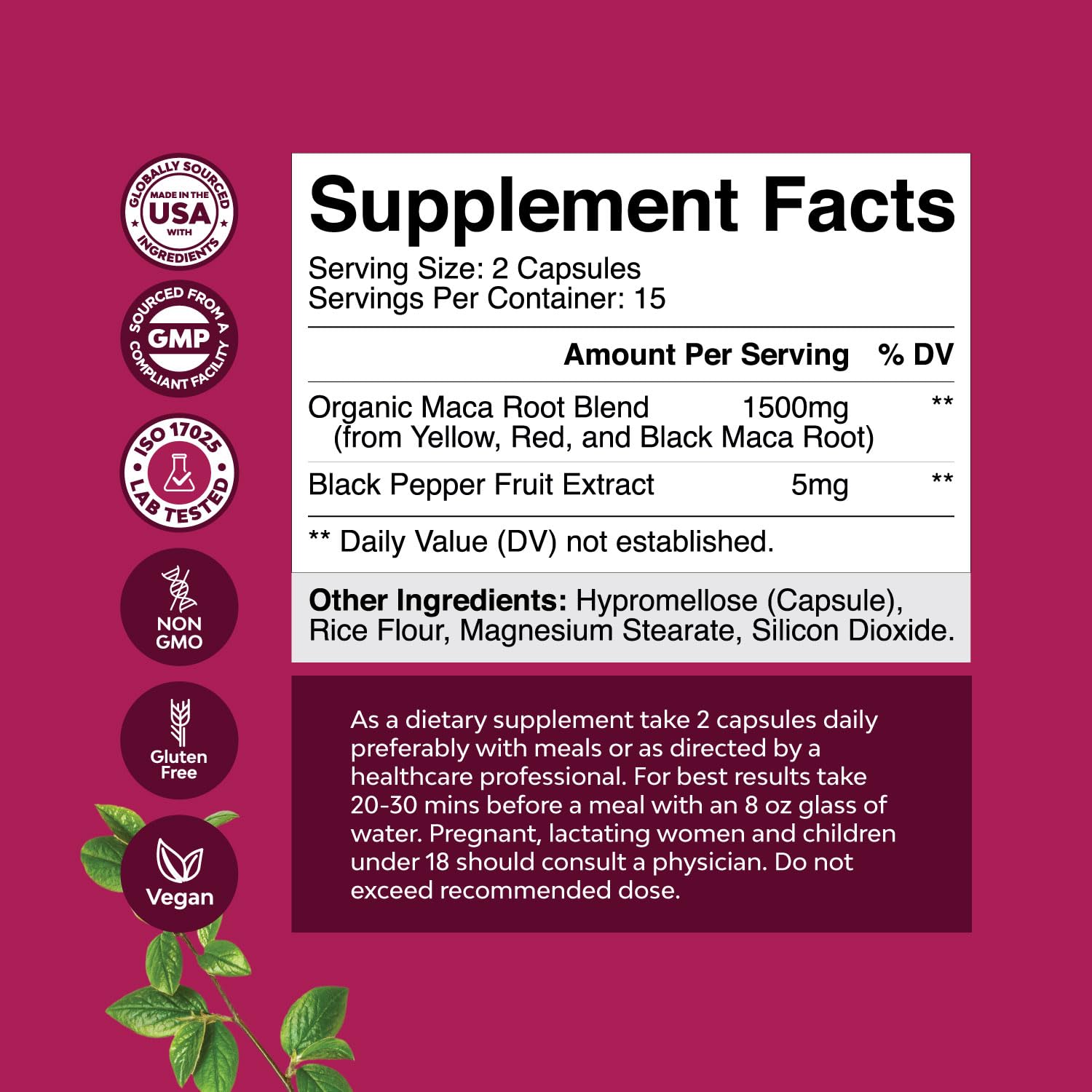 Maca Root Capsules for Women - Potent Herbal Supplement with Female Enhancing Blend of Red Yellow & Black Maca Root - Non-GMO Certified Vegan and Gluten-Free with No Artificial Colors - 30 Count Natures Craft buy supplements canada