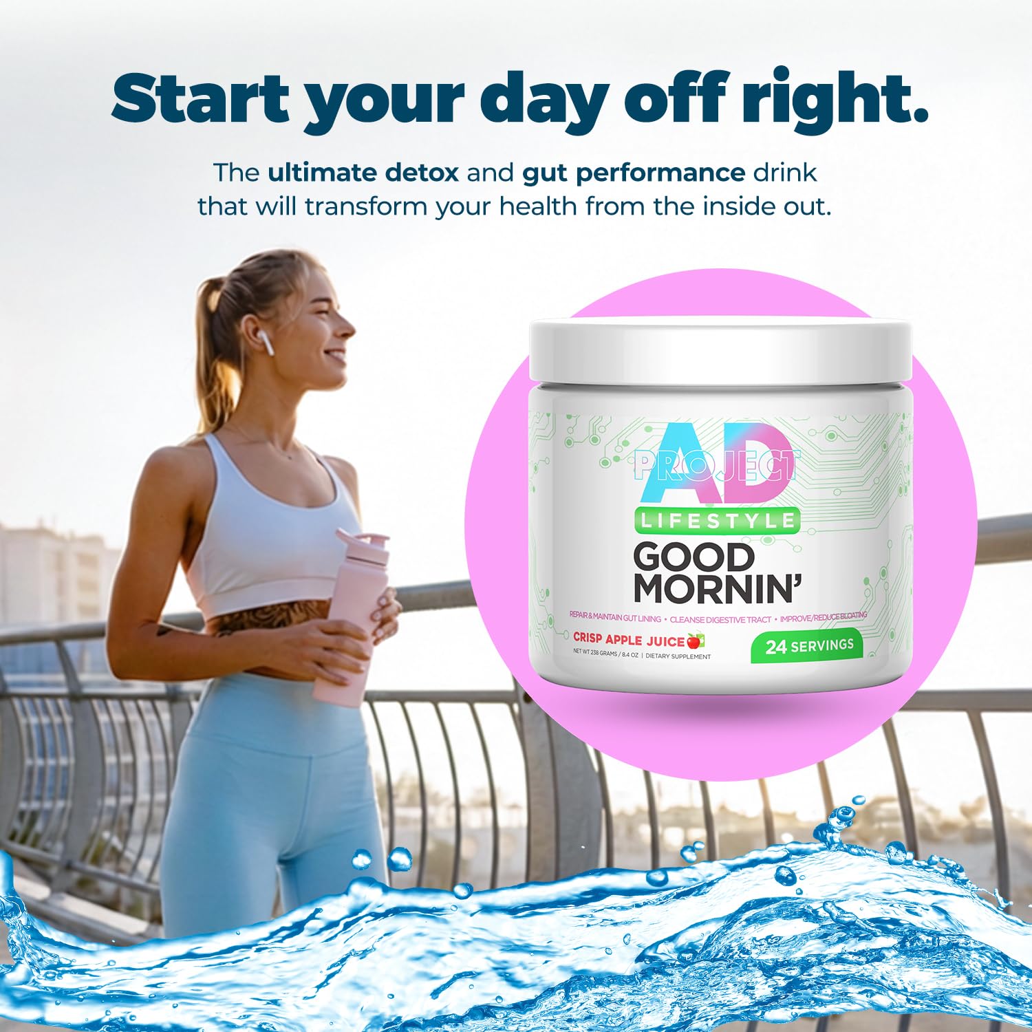 Project AD Life Good Morning Detox and Performance Drink, Naturally Flavored and Formulated with L-GLutamine, Apple Cider Vinegar, and Aloe Vera (24 Servings, Summer Fruits) PROJECT AD LLC buy supplements canada