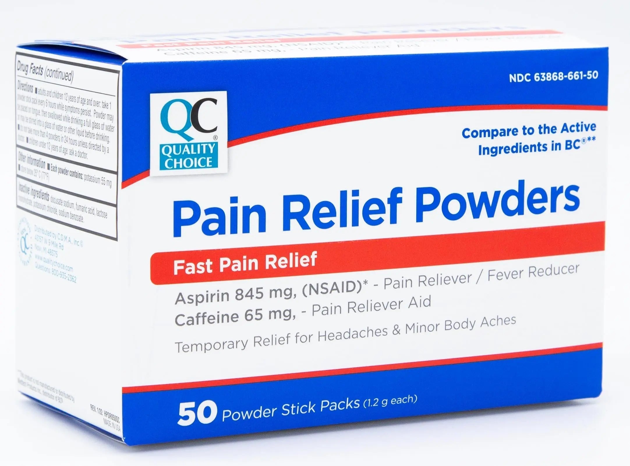 Quality Choice Fast Pain Relief Powder, Contains 50 Powder Packets for Rapid Pain Relief. Contains Aspirin & Caffiene Quality Choice buy supplements canada