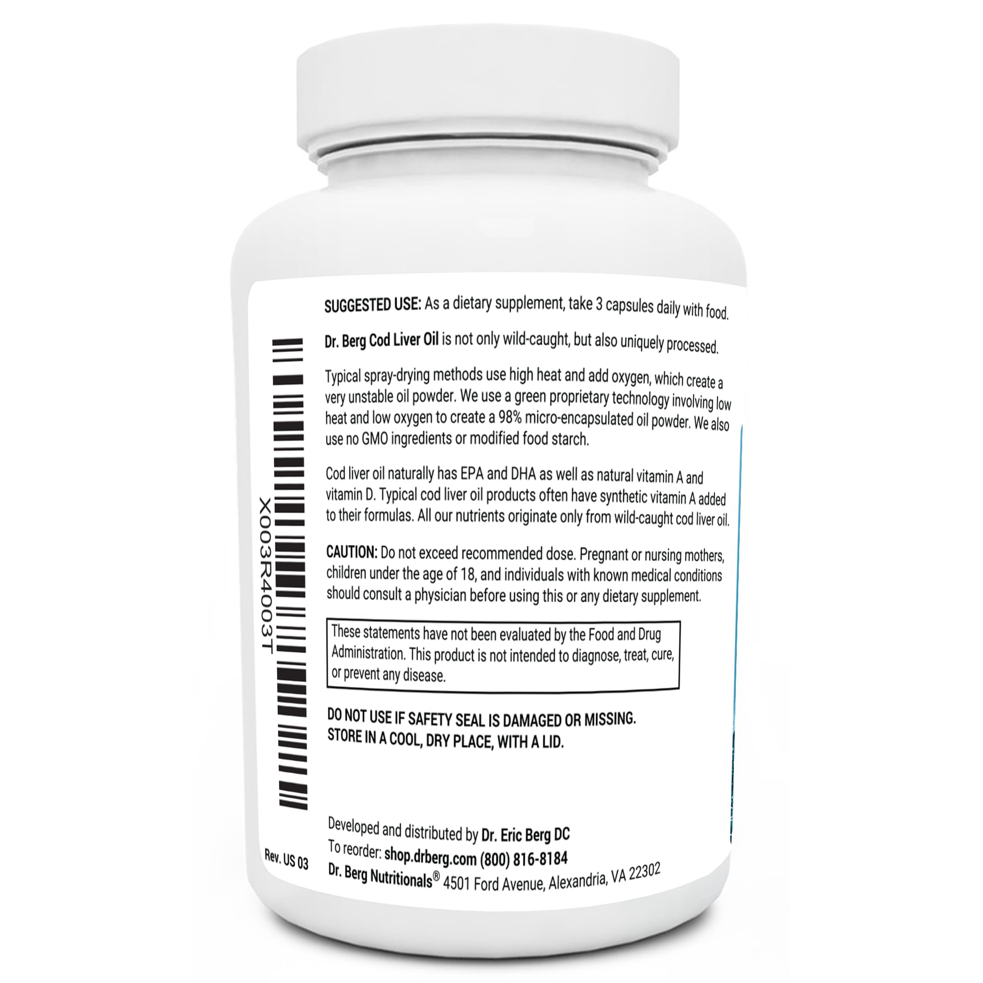 Dr. Berg Cod Liver Oil Capsules - New Formula Without OxBile - Rich in Omega-3 Fatty Dr. Berg Nutritionals buy supplements canada