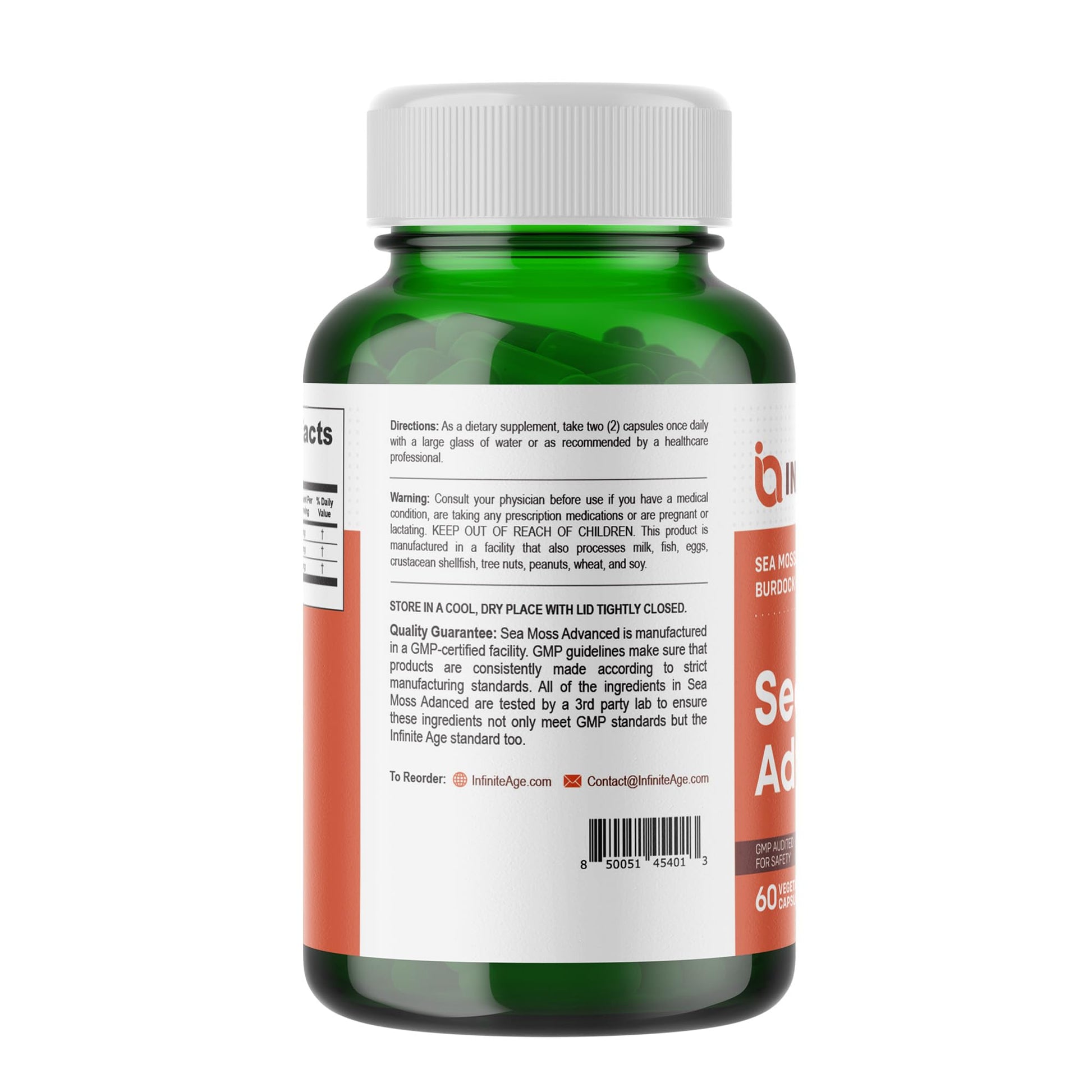 INFINITE AGE 1250mg Sea Moss Advanced Superfood Capsules, 60 Count - High-Potency, Vegan, Made in The USA - Irish Seamoss, Bladderwrack, INFINITE AGE buy supplements canada
