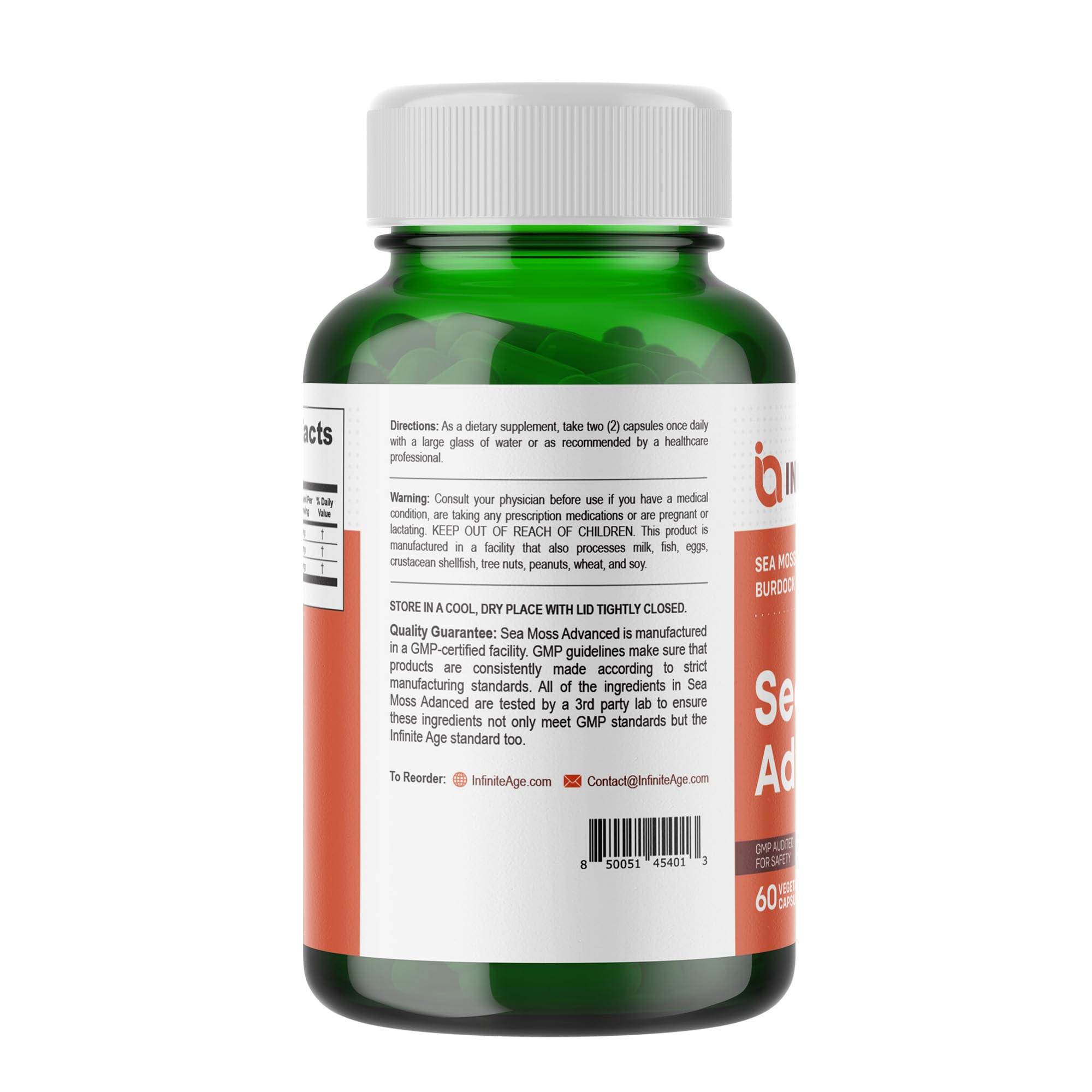 INFINITE AGE 1250mg Sea Moss Advanced Superfood Capsules, 60 Count - High-Potency, Vegan, Made in The USA - Irish Seamoss, Bladderwrack, INFINITE AGE buy supplements canada