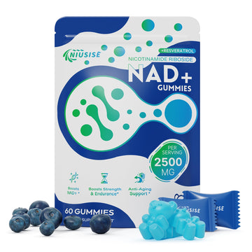 NIUSISE NAD Gummies Sugar Free, NAD+ Supplement with Liposomal Nicotinamide Riboside, Resveratrol, Quercetin, NAD Supplement for Anti-Aging, Energy, Cellular Health, Blueberry Flavor, 60 Gummies NIUSISE buy supplements canada