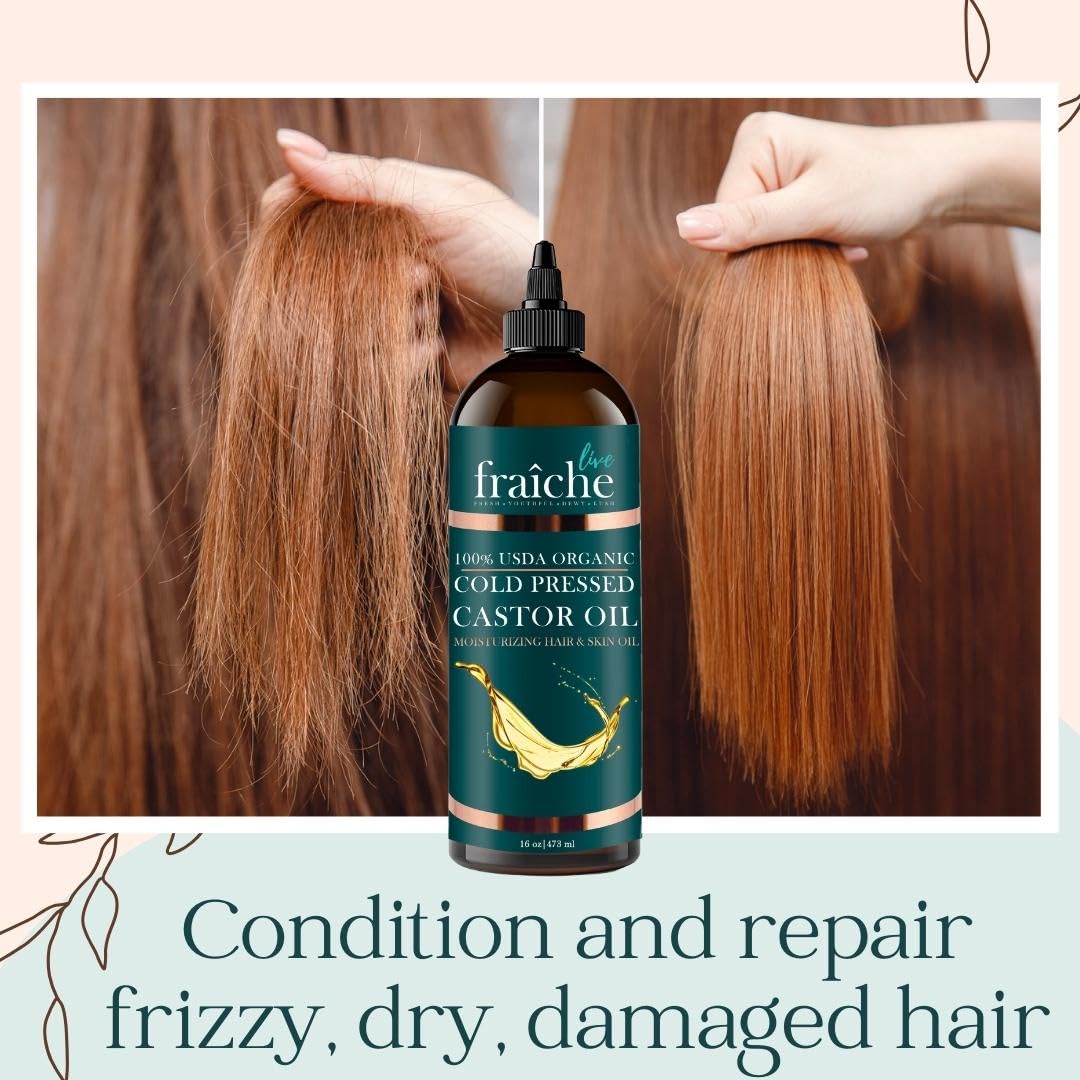 Live Fraiche USDA Organic Cold Pressed Castor Oil (16oz), 100% Pure, Hexane-Free Castor Oil Live Fraiche buy supplements canada