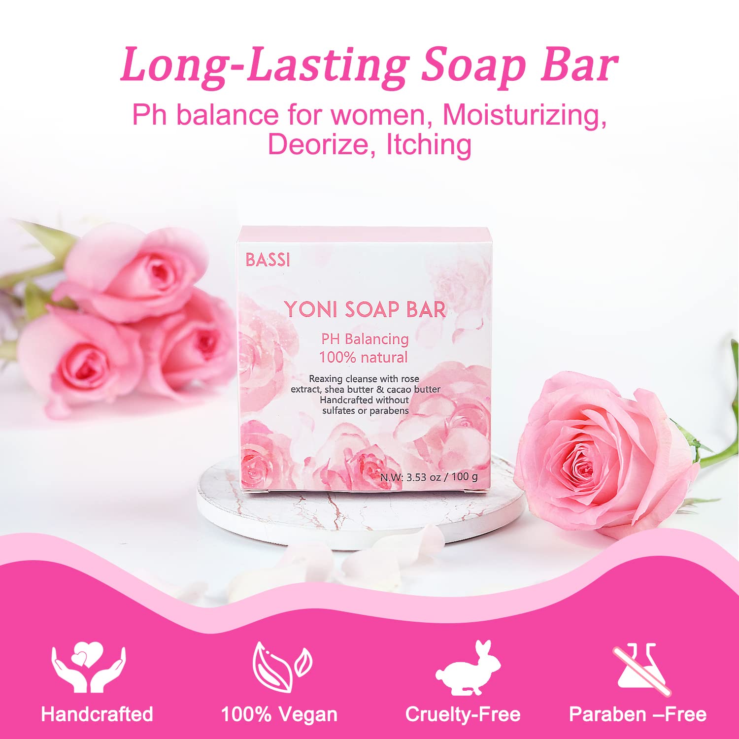 Yoni Soap Bars Vaginal Wash 2 PCS, 100% Natural Organic Yoni Bar Soap for Women Ph Balance Yoni BASSI buy supplements canada