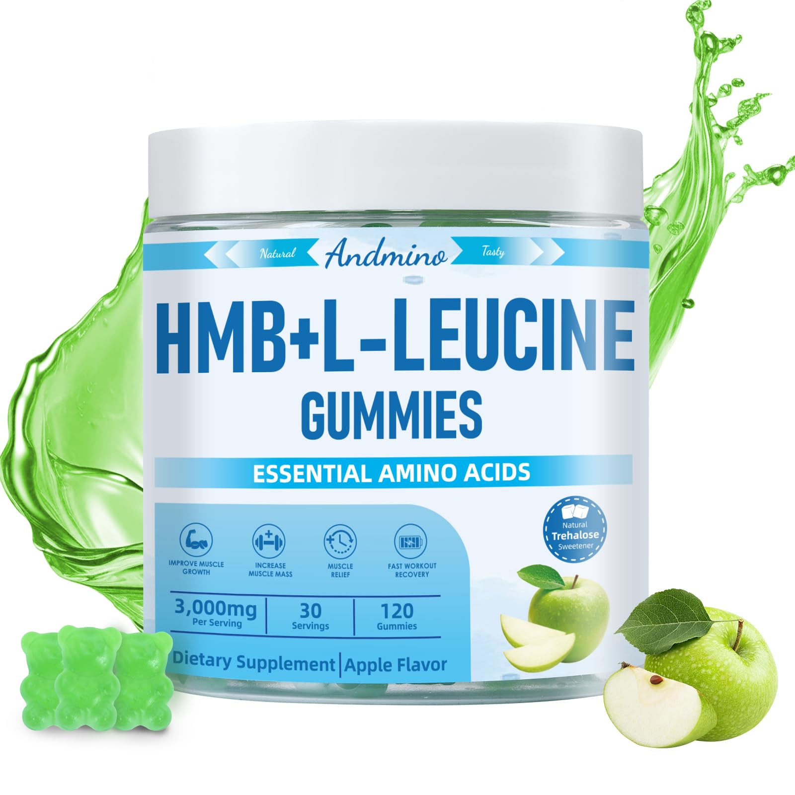 andmino HMB and L-Leucine Gummies, 3000mg, with Trehalose, for Muscle Growth, Muscle Relief and Workout Recovery, for Adults & Elder, Non-GMO andmino buy supplements canada