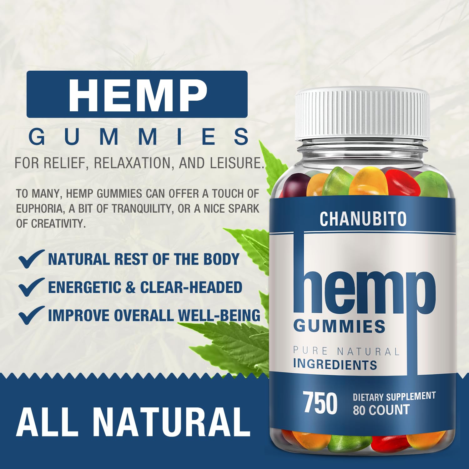 Hemp Gummies Organic High Potency Hemp Supplement - Pain, Sleep, Stress CHANUBITO buy supplements canada