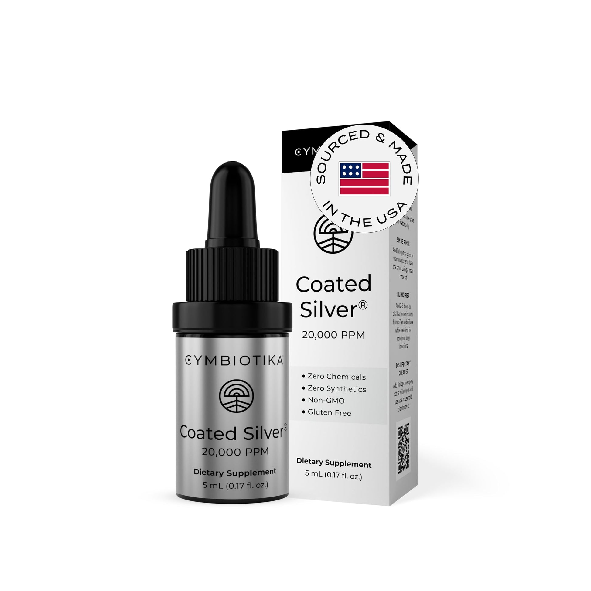 CYMBIOTIKA Colloidal Silver Liquid Supplement with Coated Silver, 20,000 PPM Mineral Concentrate, Immune Support Supplement for Adults, Easy to Use, 5 ml CYMBIOTIKA buy supplements canada