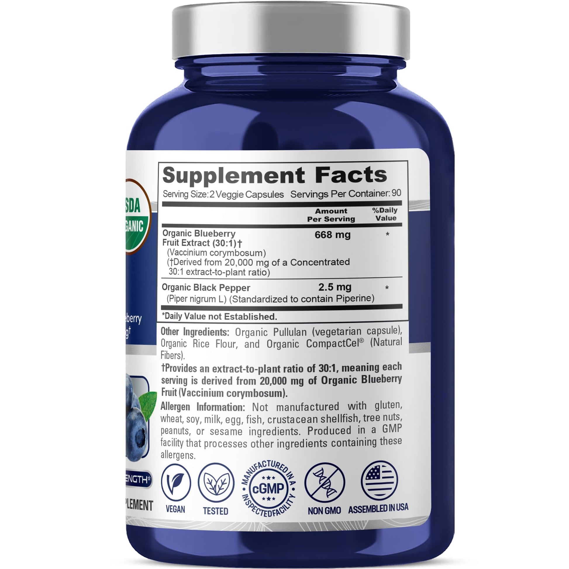 NusaPure Blueberry Concentrate 30:1 Extract, 667 mg Equivalent to 20,000 mg 180 Veg Caps Suitable for Vegetarian, Vegan, Non-GMO NusaPure buy supplements canada