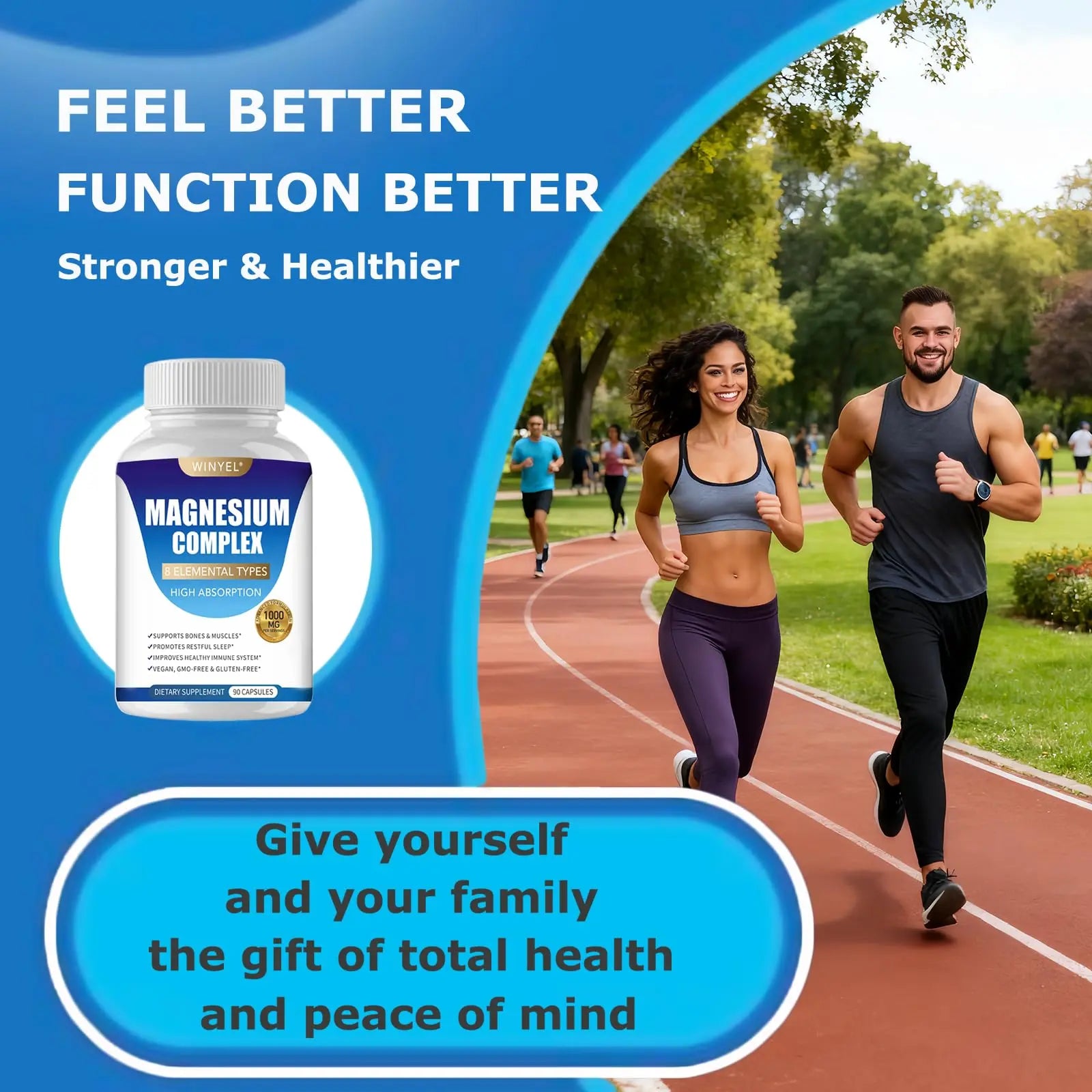 Magnesium Complex Supplement 8 Elemental 1000mg | Magnesium Supplement with Glycinate, Malate, Citrate | Sleep, Relaxation, Bone & Muscle | Vegan 90 Capsules WINYEL buy supplements canada