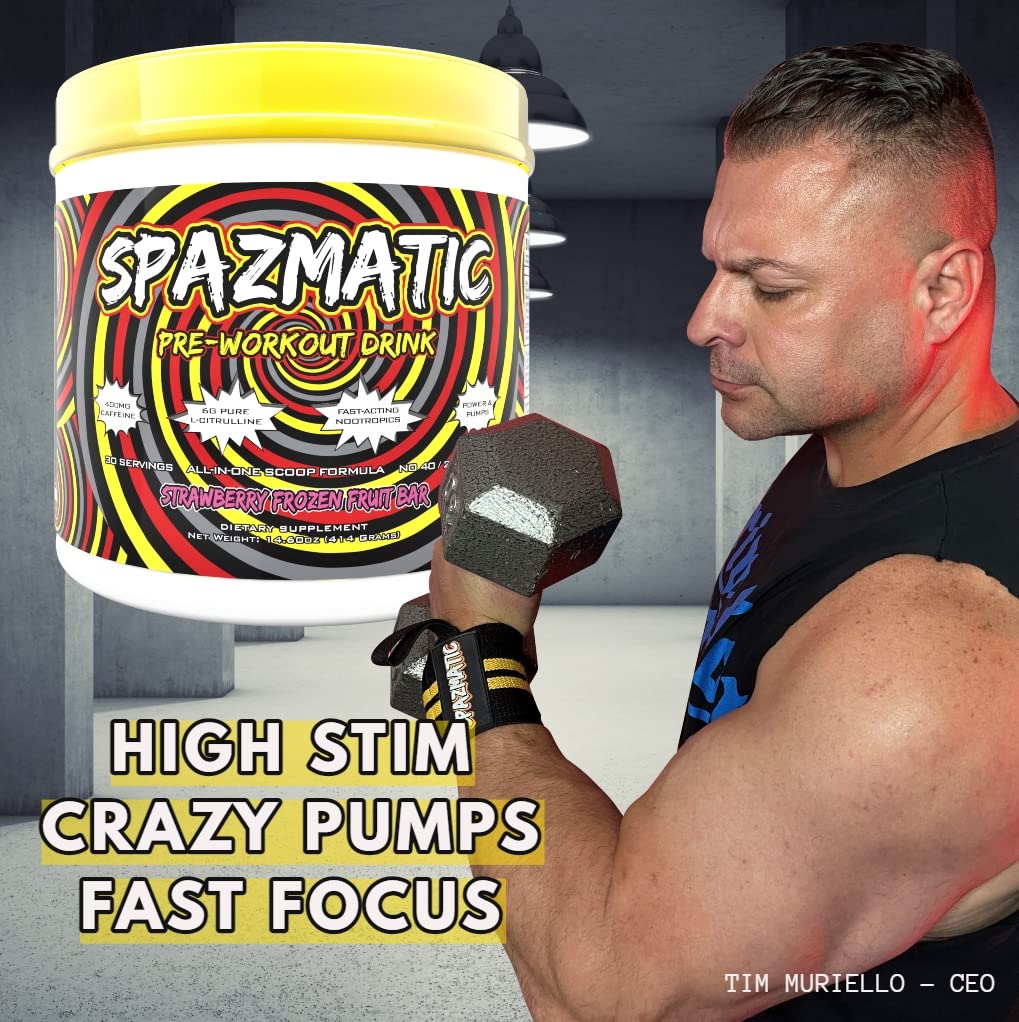 Spazmatic Pre-Workout Powder - 400mgs Caffeine - 6 Grams Pure Citrulline for Muscle TIM MURIELLO'S SPAZMATIC PRE-WORKOUT DRINK buy supplements canada