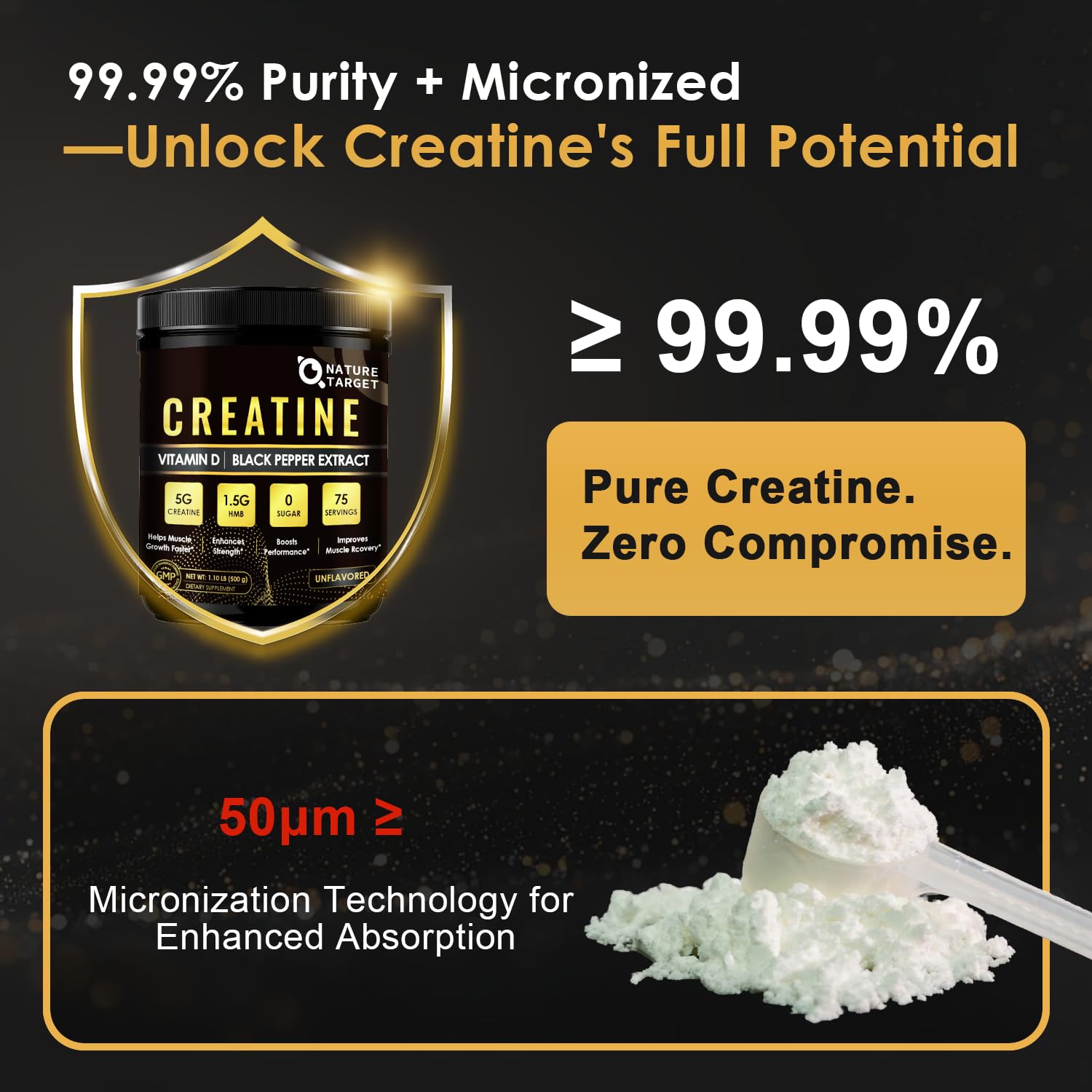 Micronized Creatine Monohydrate for Women and Men, Creatine Powder for Men-Women for Improve Performance and Strength, Support Muscle Growth and Workout Recovery, 6.5g per Servings, 75 Servings NATURE TARGET buy supplements canada
