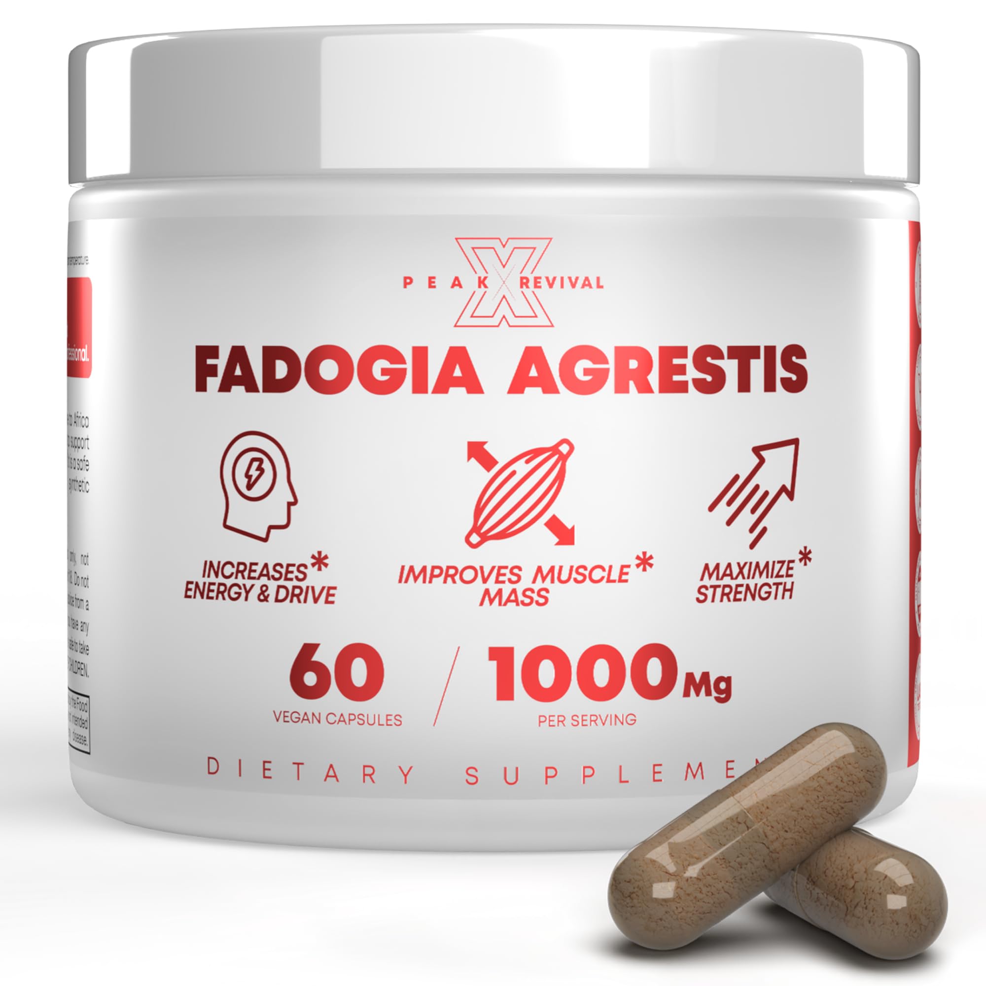 Peak Revival-X Fadogia Agrestis 1000mg Per Serving Supplement - Potent Extract to Increase Energy, Athletic Performance & Muscle Mass - Supplements, Made in The USA (60 Capsules) Peak Revival-X buy supplements canada