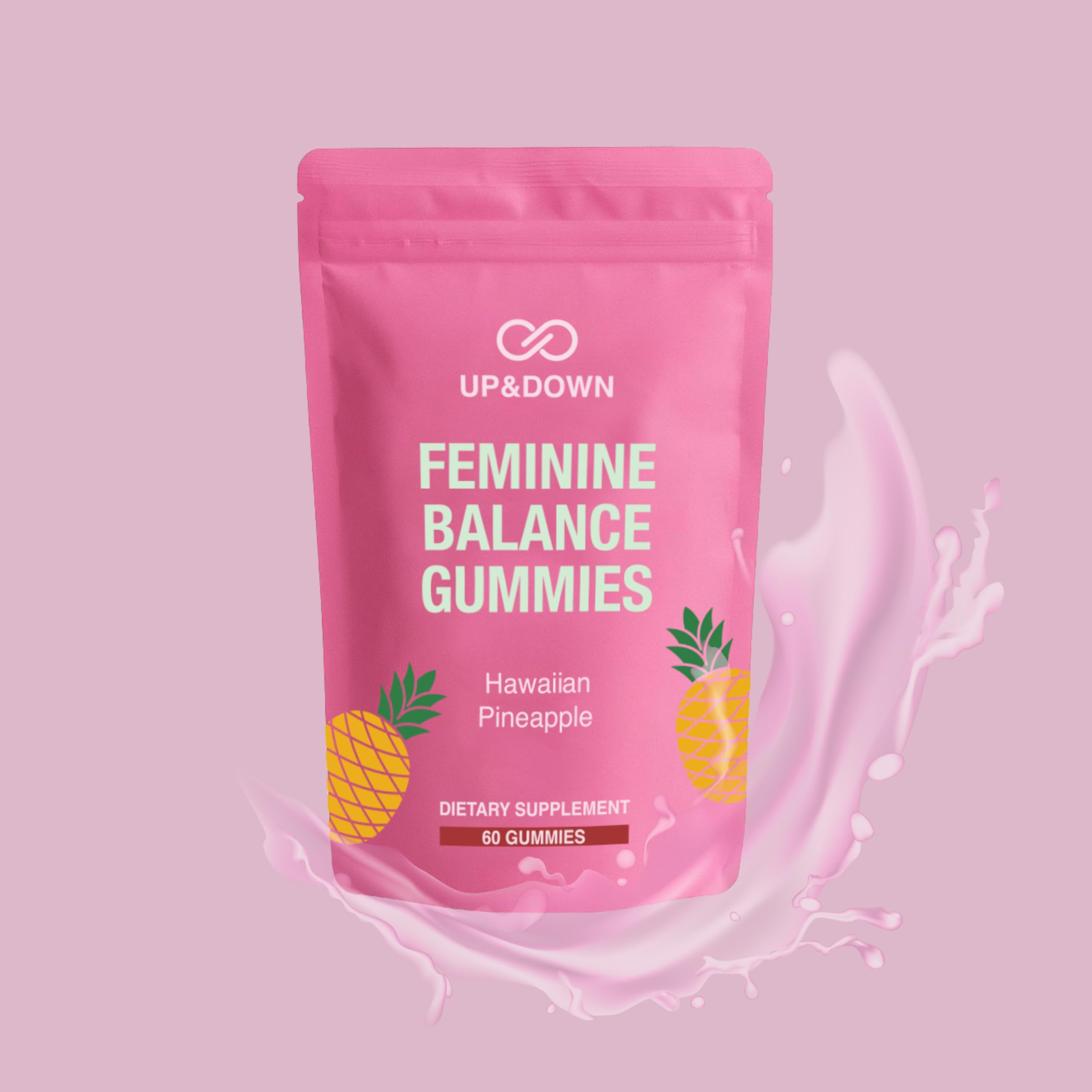 Up&Down Supplements Premium Feminine Balance Gummies for Women | PMS Relief, Mood & Cycle Support | Pineapple + Vitamin C | Ashwagandha & Chasteberry | Vegan, Non-GMO, Gluten Free | 60 Gummies Up&Down Supplements buy supplements canada