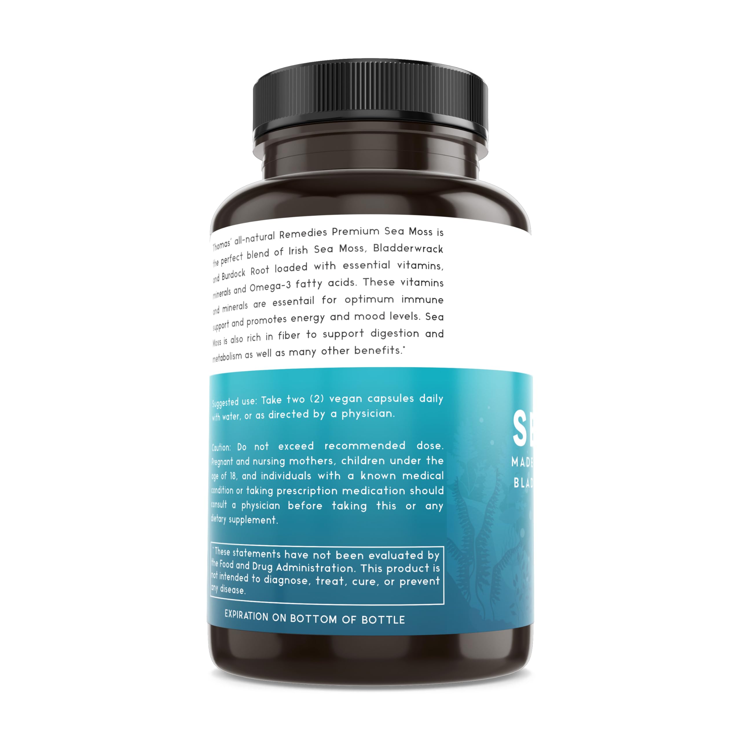 Thomas' all-natural Remedies Irish Sea Moss Capsules, Sea Moss with Bladderwrack & Burdock Root Organic for Gut Health, Digestion, Energy & Immune Support, 120 Seamoss Pills Thomas' all-natural Remedies buy supplements canada