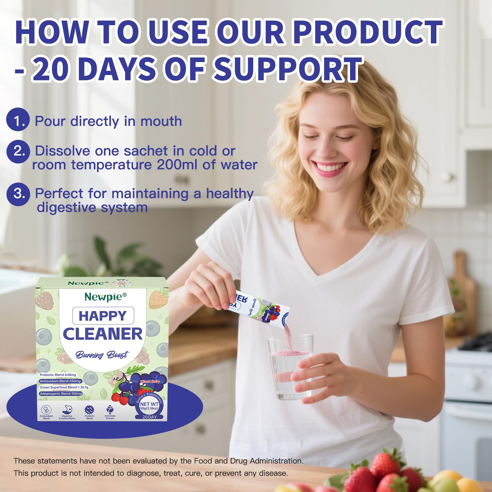 Blltzzz Newpie Superfoods Happy Cleaner Probiotic Powder,Watermelon Flavor Prebiotic & Probiotic Powder,Organic Fiber,Sugar Free,Gut Health,Natural Antioxidant Blltzzz buy supplements canada