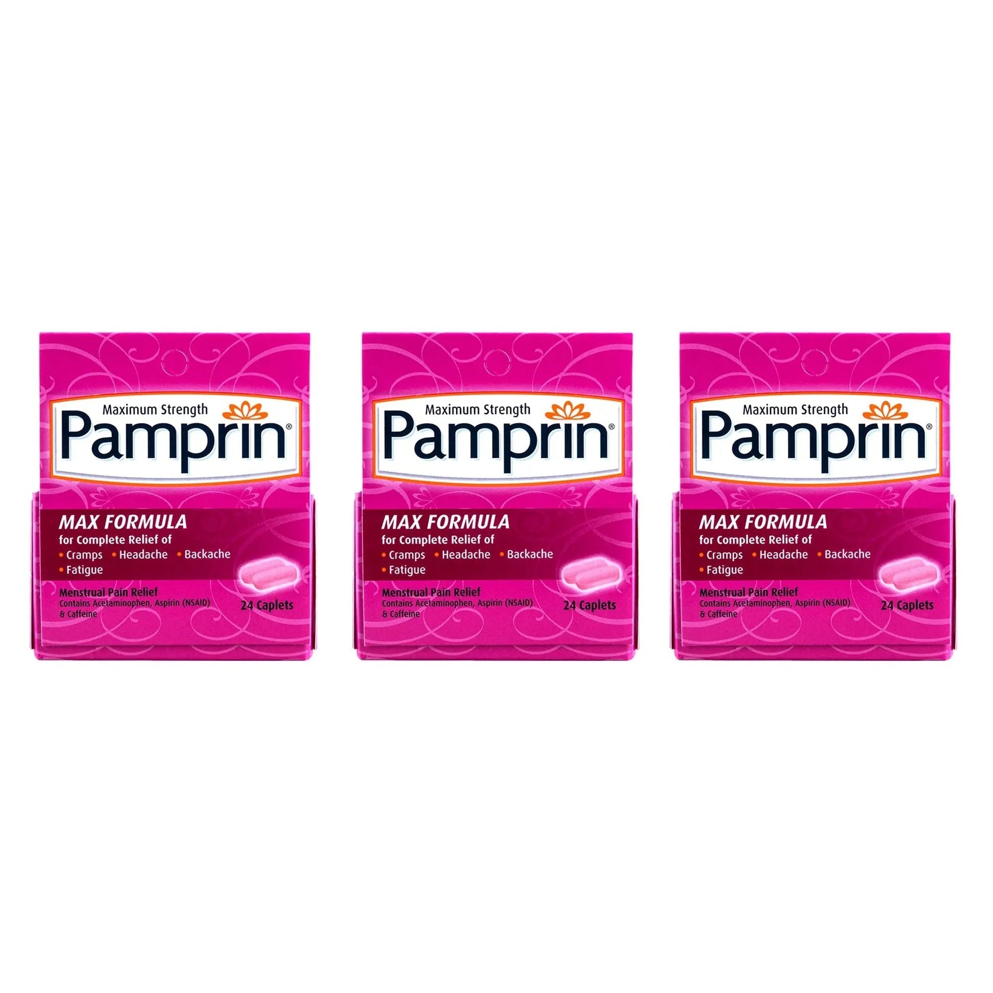 Pamprin Maximum Strength Formula, 24 Caplets (Pack of 3) Pamprin buy supplements canada