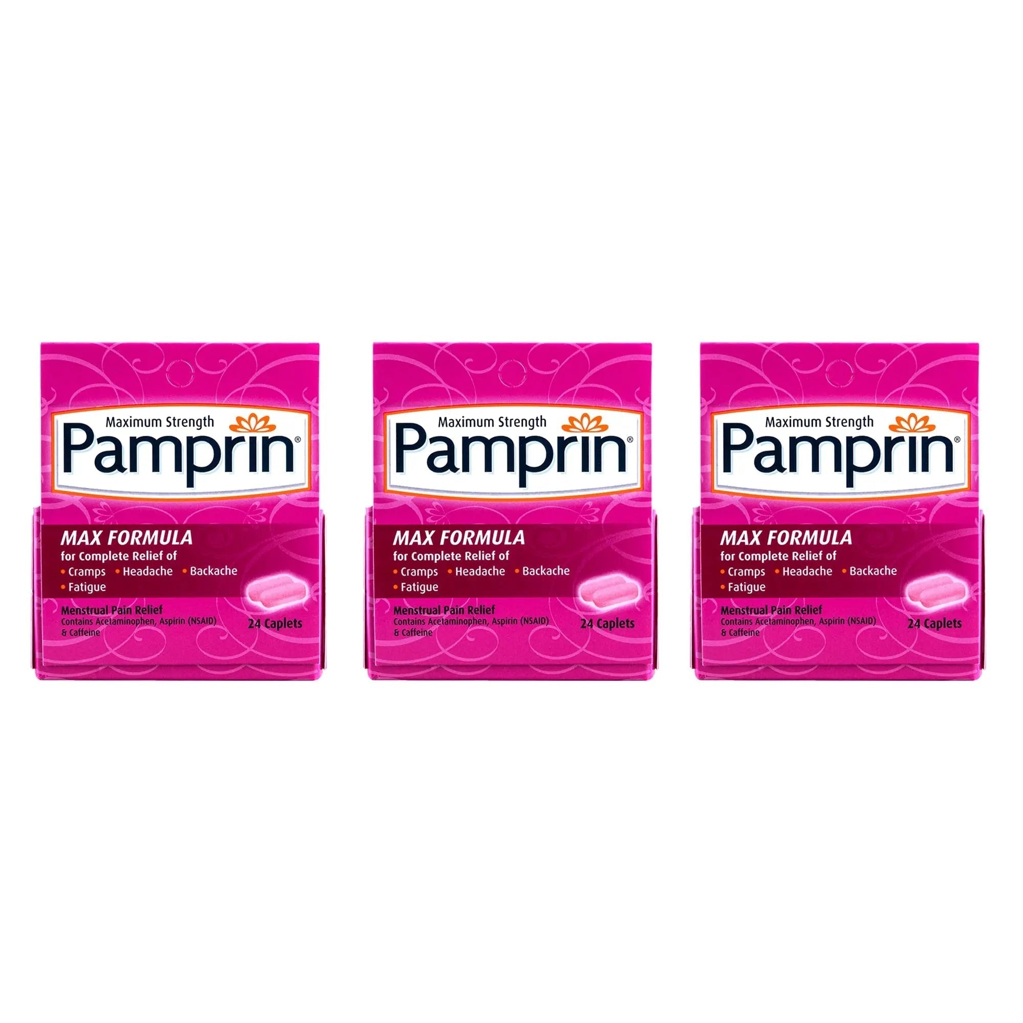 Pamprin Maximum Strength Formula, 24 Caplets (Pack of 3) Pamprin buy supplements canada