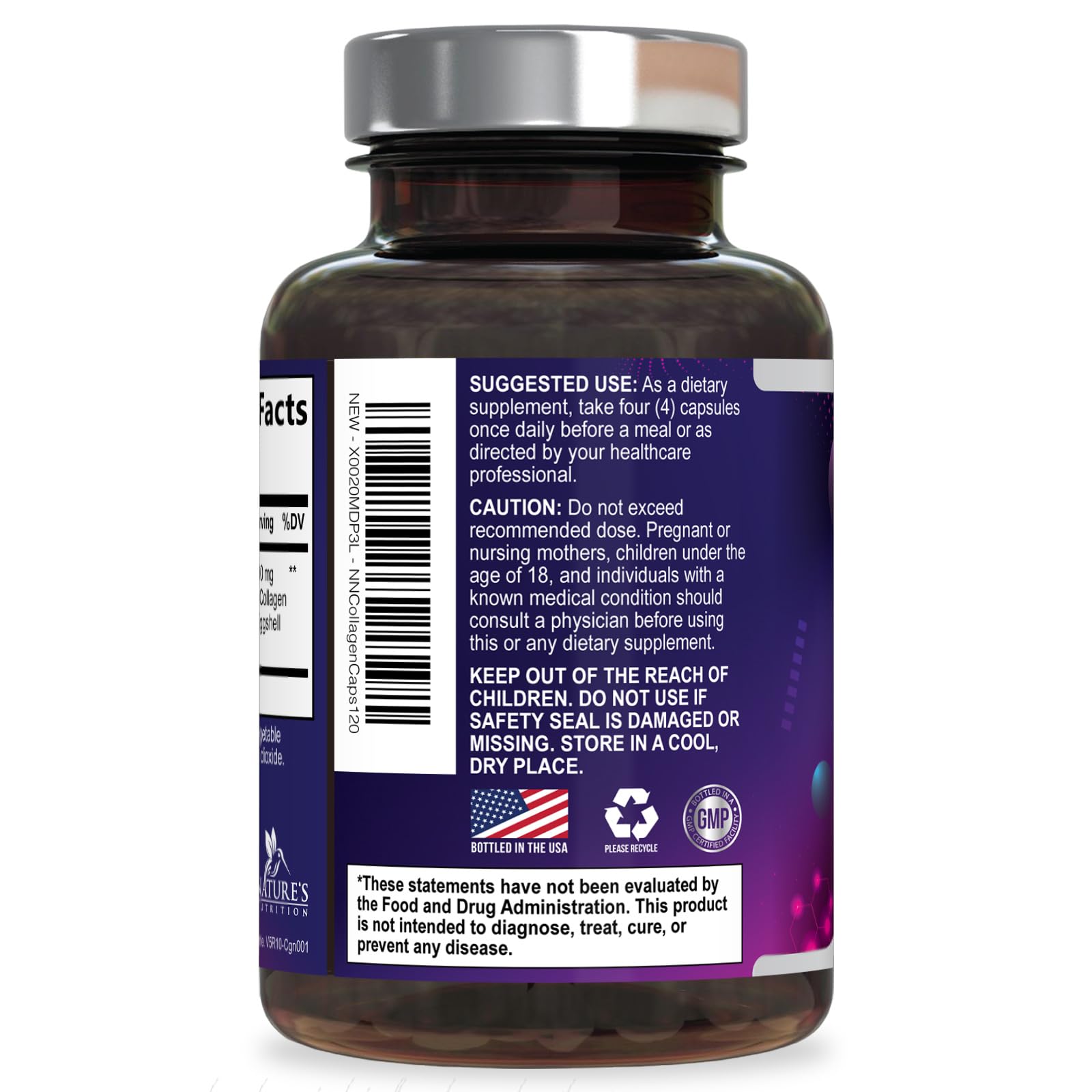 Multi Collagen Pills 2400 mg - Advanced Types I, II, III, V, X - Hydrolyzed Multi Collagen Peptides Pills, Collagen Supplements for Women & Men - Hair, Skin, & Nail Support Supplement - 120 Capsules Nature's Nutrition buy supplements canada