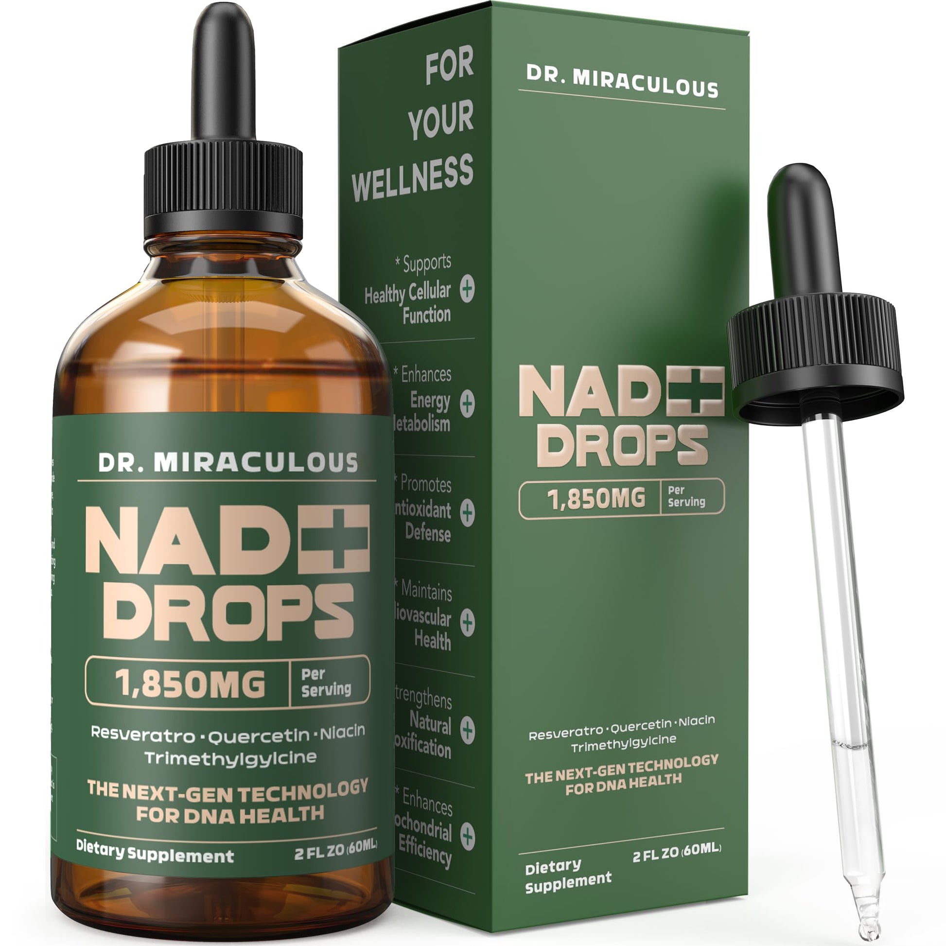 Dr. Miraculous Pure NAD+ Supplements 1850mg Liquid Drops for Women & Man | Nicotinamide Riboside Organic NAD Plus Boosting Supplement - Natural Lemon Flavor Dr. Miraculous buy supplements canada