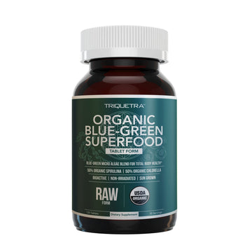 Organic Spirulina & Chlorella Tablets – 4 Organic Certifications, Raw, Non-Irradiated – 50/50 Blue Green Algae Blend – Antioxidant Content Equal to 5 Servings of Vegetables (120 Tablets) Triquetra Health buy supplements canada