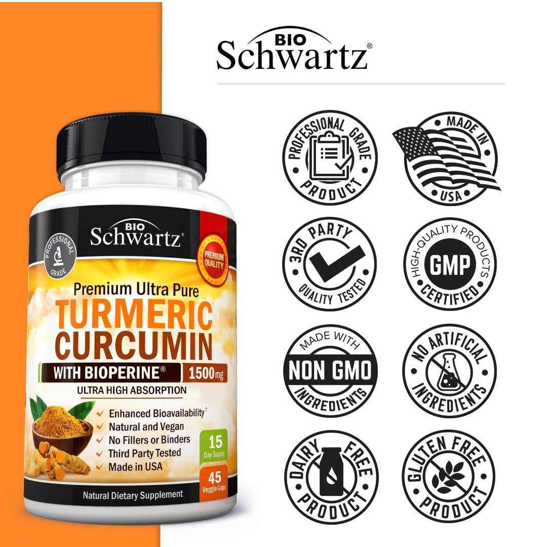Turmeric Curcumin with Black Pepper Extract 1500mg - High Absorption BioSchwartz buy supplements canada