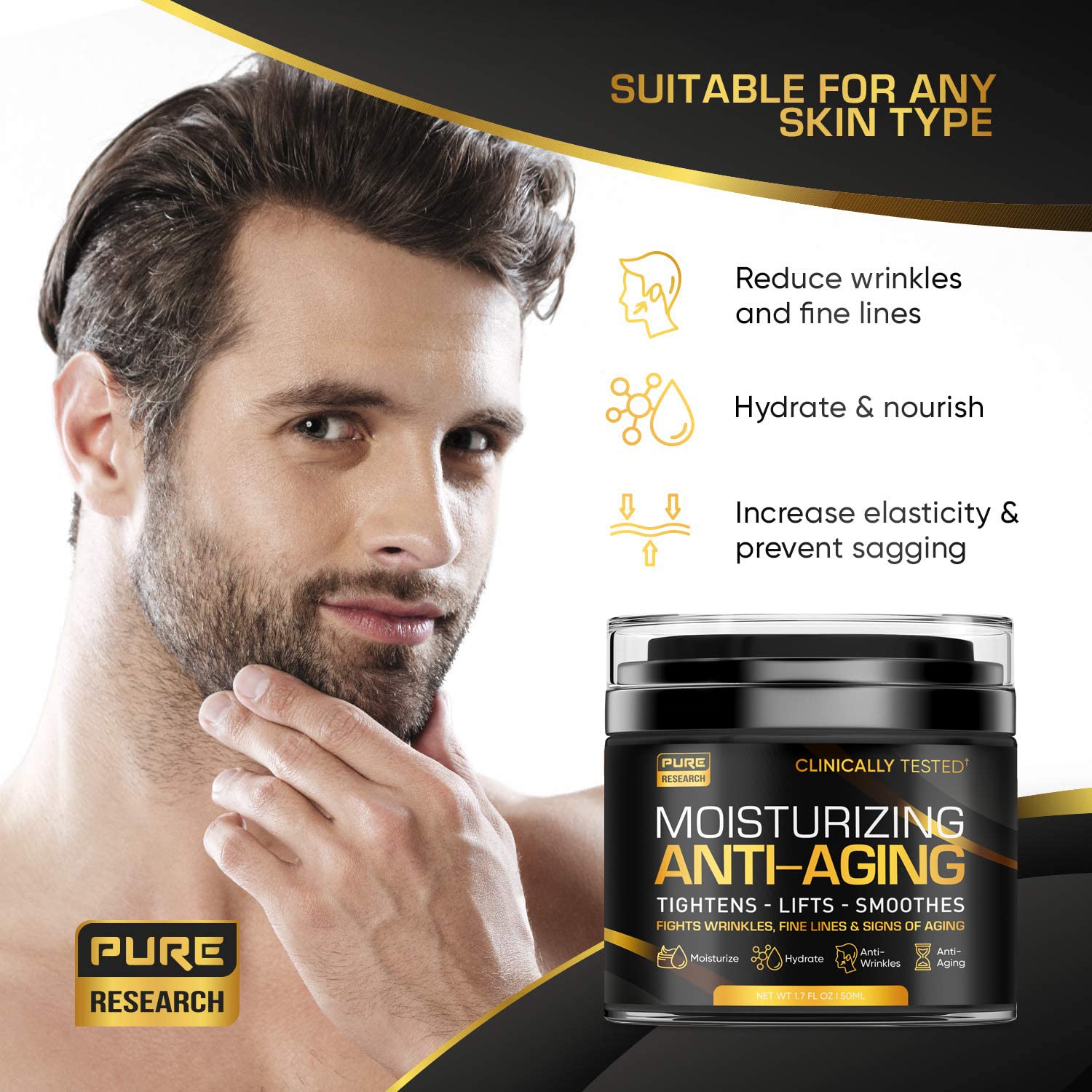 Men's Face Cream Moisturizer - Anti-Aging Cream For Men, Collagen, Retinol & Hyaluronic PURE RESEARCH buy supplements canada