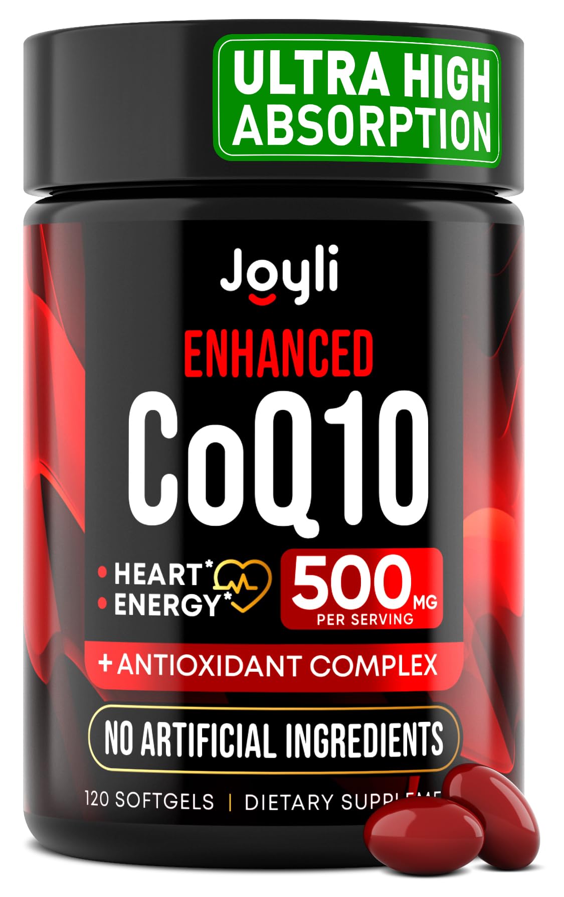 High Absorption CoQ10 500MG - Co Q 10 Supplement 120 Softgels for Heart Health&Energy Production - Enhanced CoQ10 Nutritional Supplements with Coenzyme Q10 - Alternative to coq10 400mg softgels JOYLI Nutrition buy supplements canada