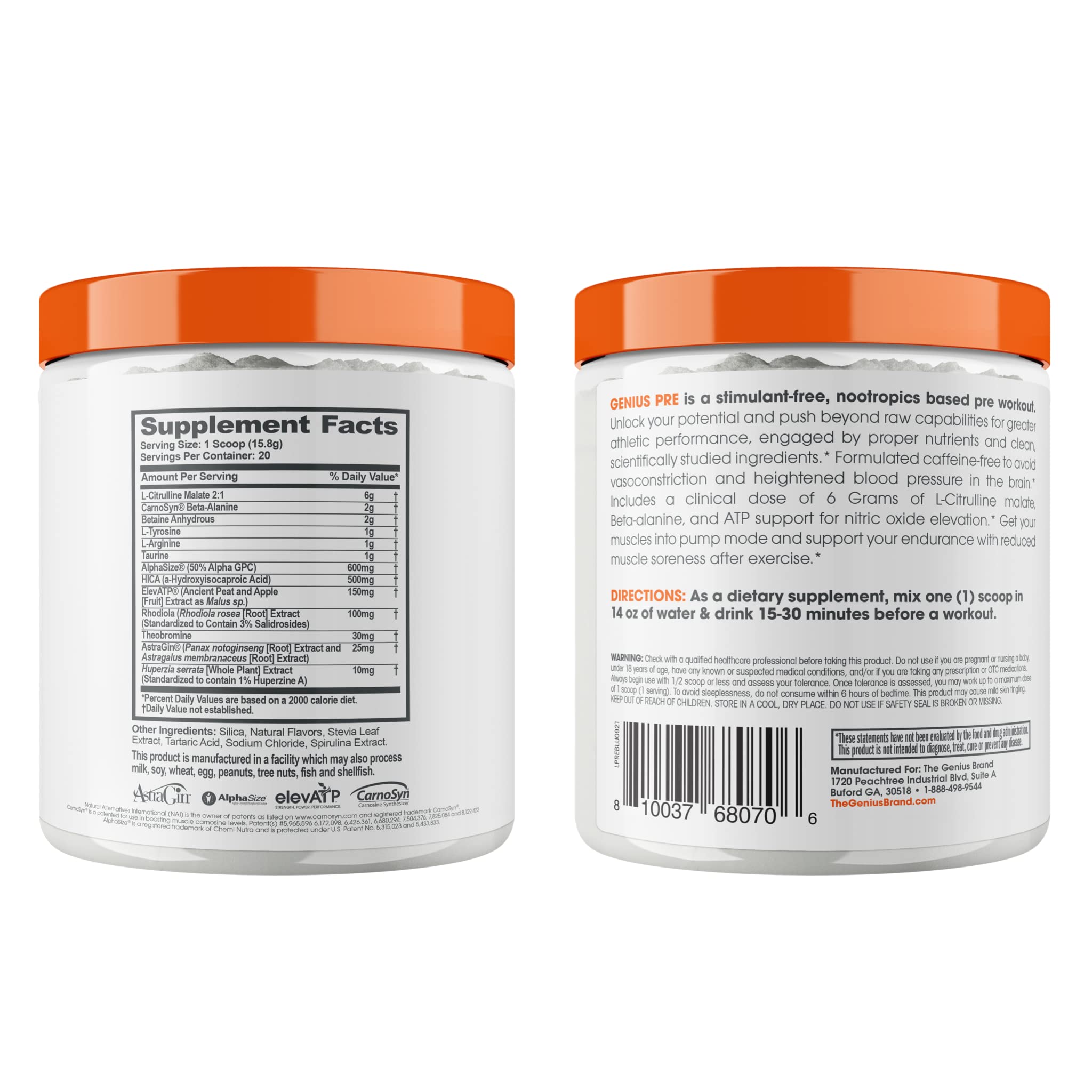 Genius Pre Workout Powder, Blue Raspberry - All-Natural Nootropic Pre-workout & Caffeine The Genius Brand buy supplements canada