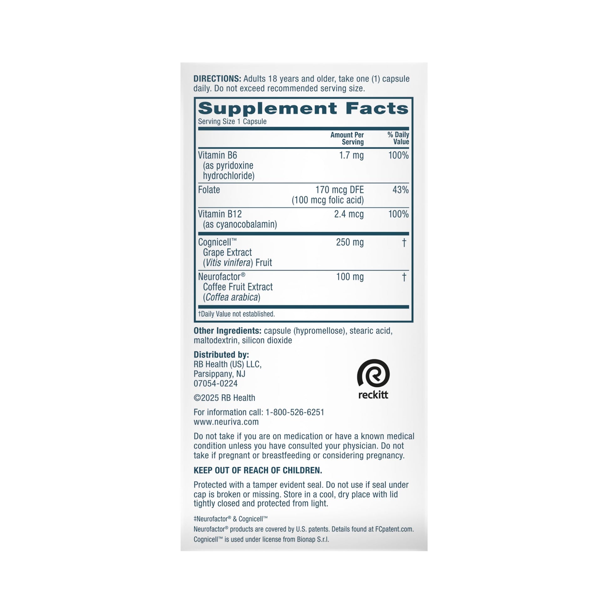 NEURIVA Memory 3D Brain Supplement - Decaffeinated Nootropic Capsules for Memory, Focus, & Cognitive Function - Short Term, Long Term, & Working Memory Support - 50ct NEURIVA buy supplements canada