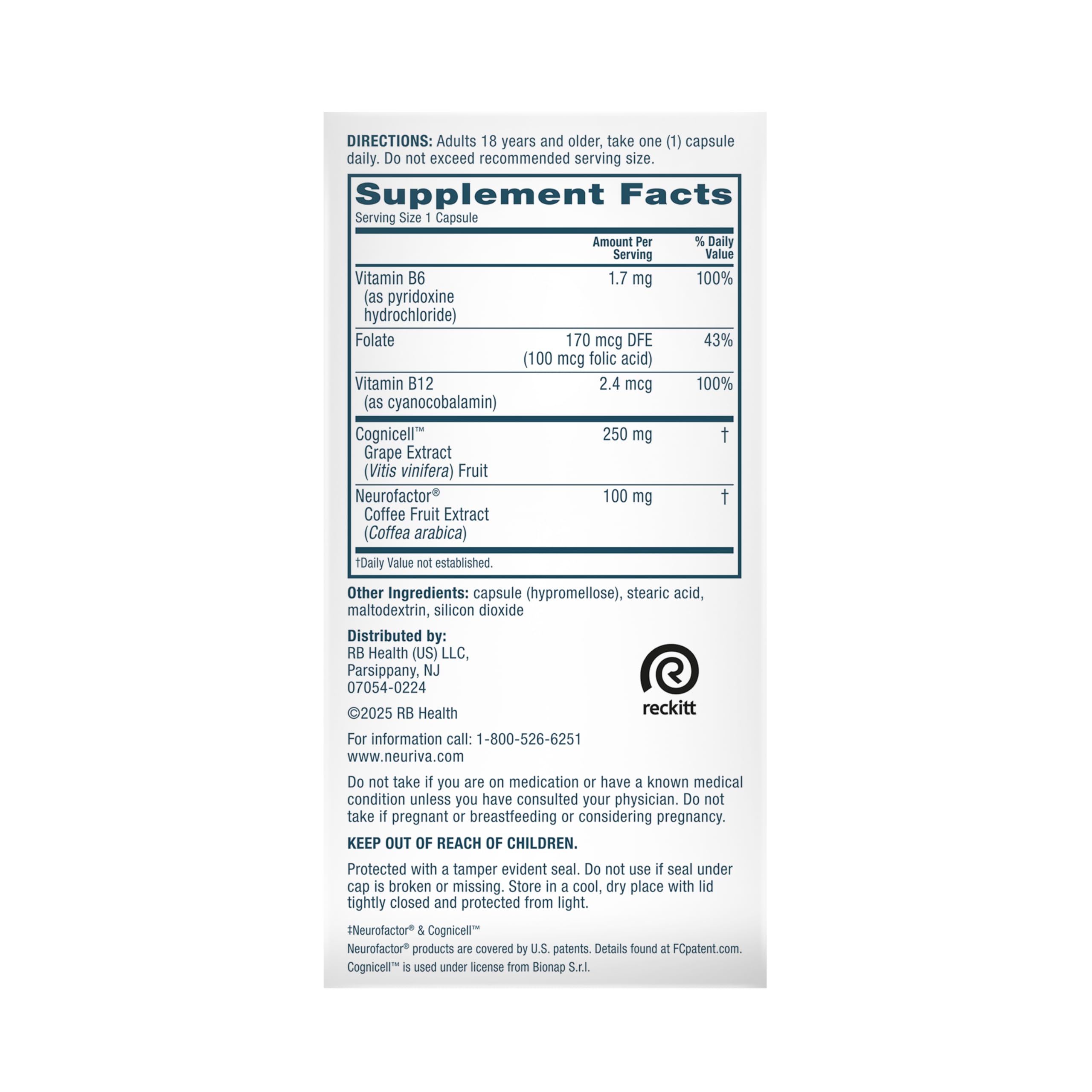 NEURIVA Memory 3D Brain Supplement - Decaffeinated Nootropic Capsules for Memory, Focus, & Cognitive Function - Short Term, Long Term, & Working Memory Support - 50ct NEURIVA buy supplements canada