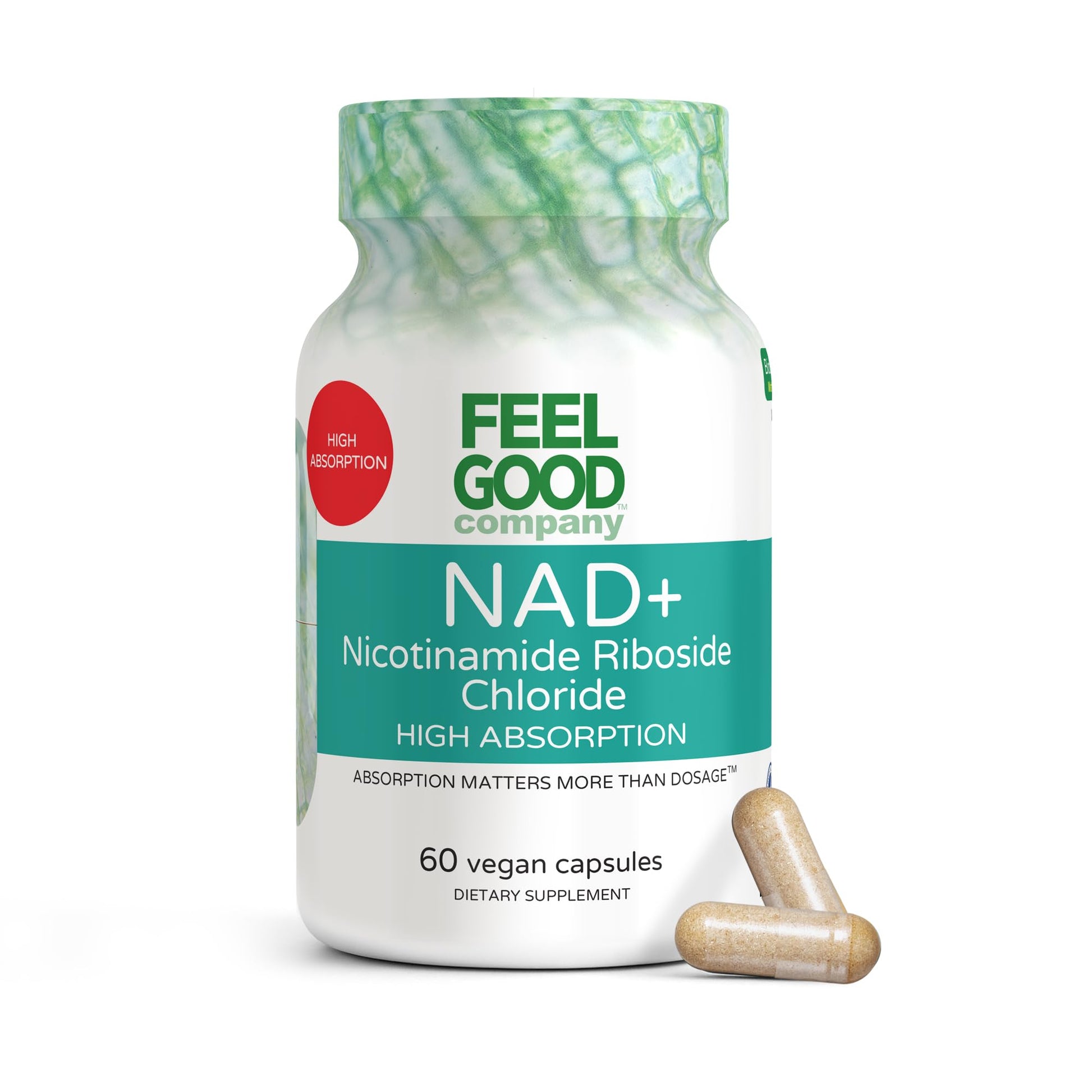 Feelgood Company NAD+ Supplement - Anti-Aging & Cellular Energy Support - Supports Energy, Cognitive Function & Cellular Health - 60 Capsules - NAD+ Precursor FeelGood Superfoods buy supplements canada