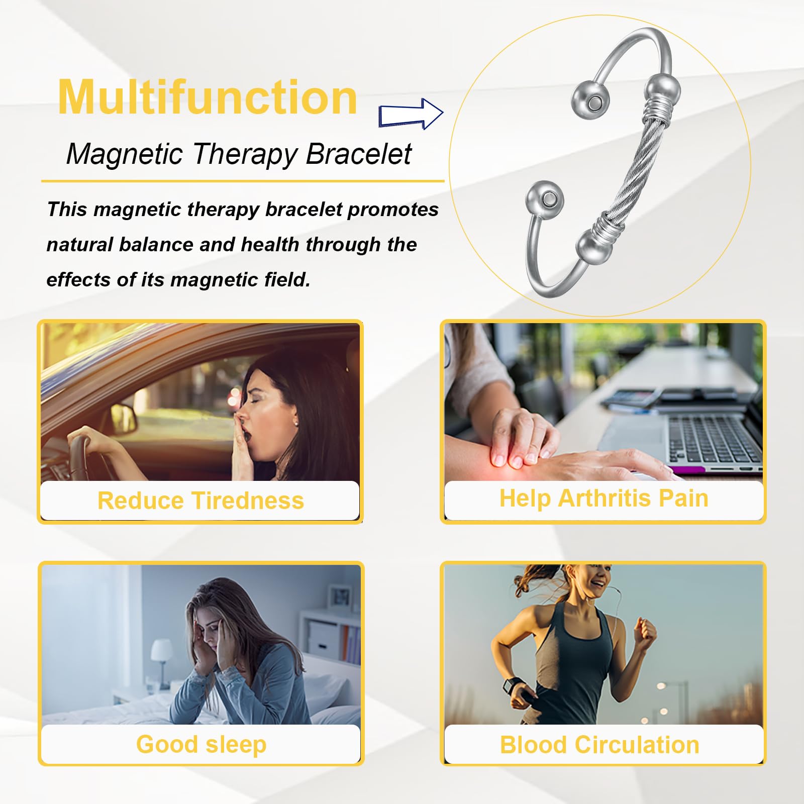 EnerMagiX Magnetic Bracelet for Women for Arthritis and Joint,Twisted Cable Stainless Steel Bangle EnerMagiX buy supplements canada