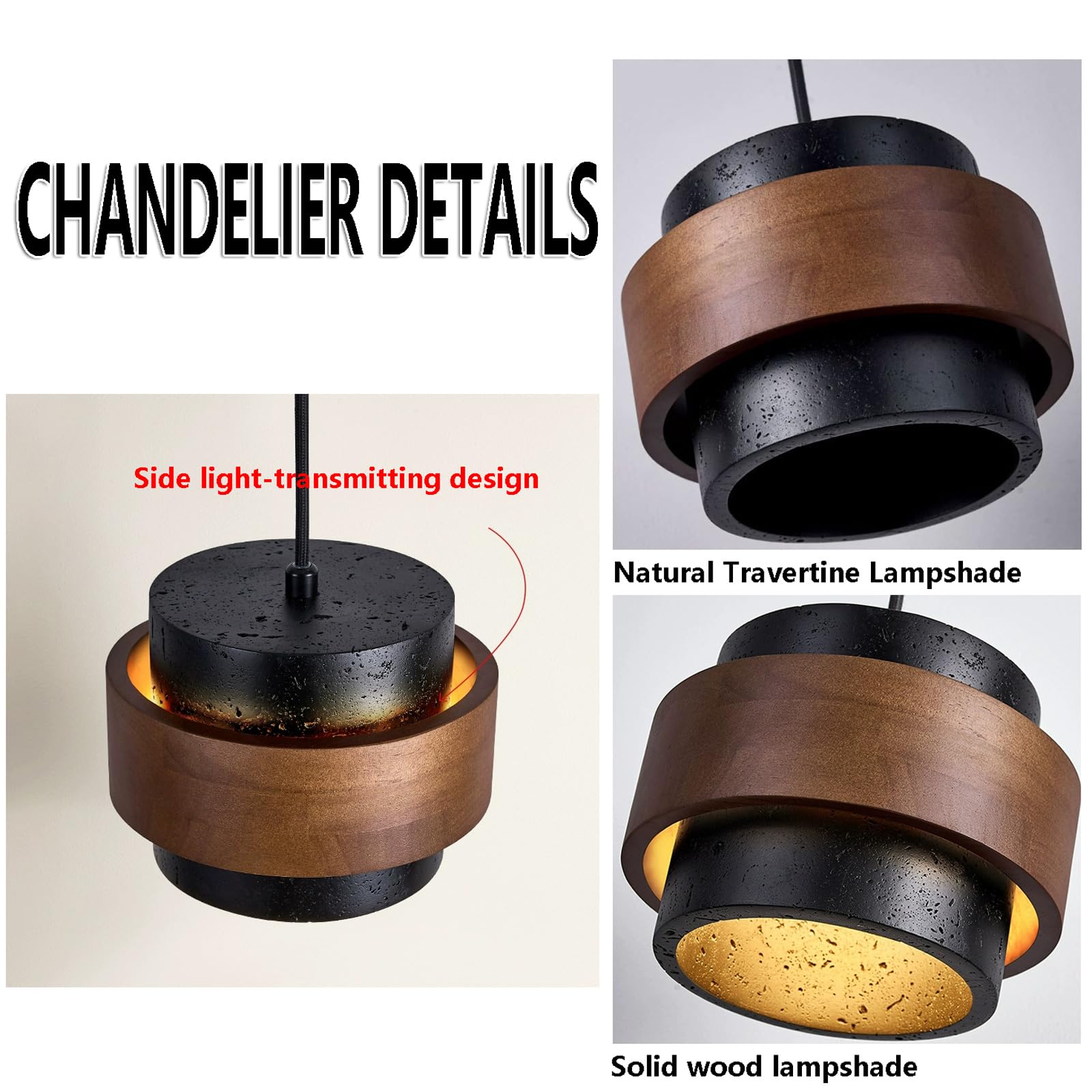 JIANGXMF Nordic Natural Travertine Pendant Light Wabi-sabi Stone Chandelier Retro Industry Hanging Ceiling Lamp for Bedroom Bedside Study Dining Table Lighting (Black) JIANGXMF buy supplements canada