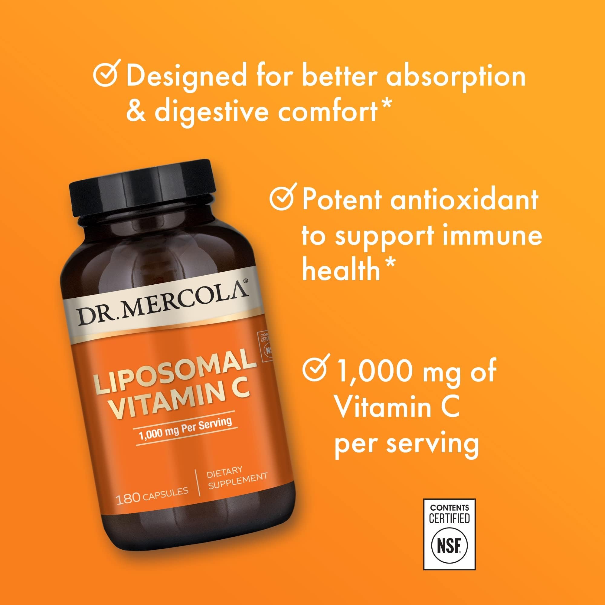 Dr. Mercola Liposomal Vitamin C - Brain, Heart, Eye & Immune Support - Provides 1,000 mg of Bioavailable Vitamin C - Non-GMO, Gluten-Free & Soy-Free Dr. Mercola buy supplements canada