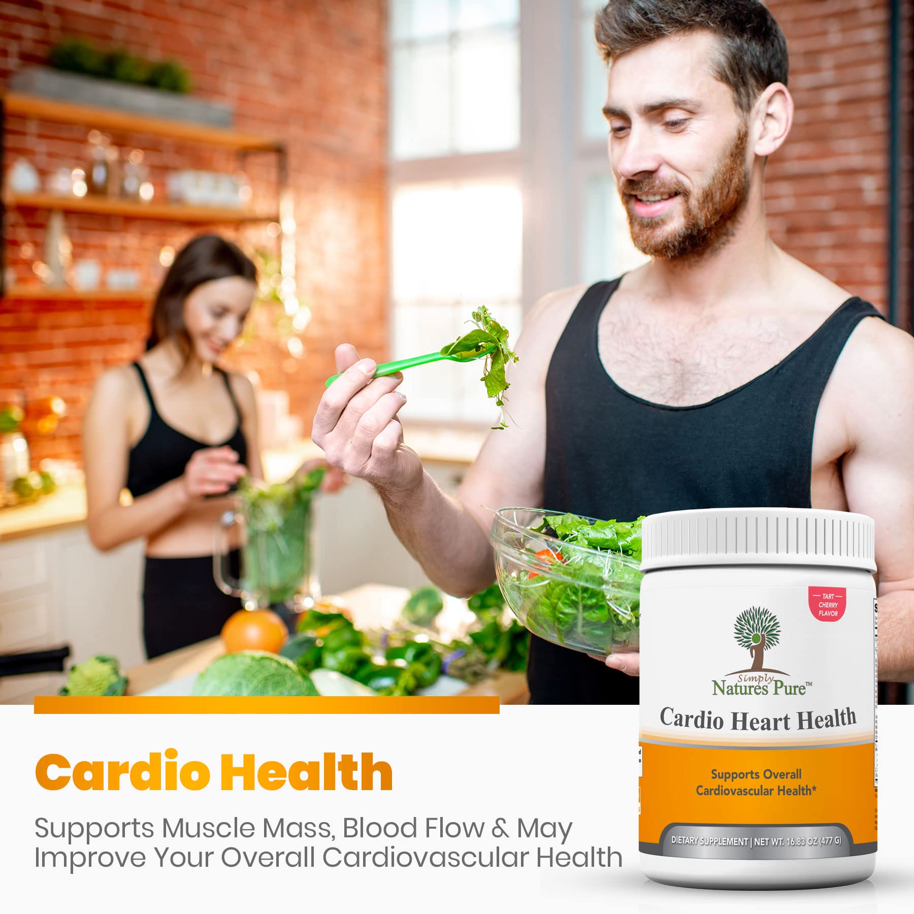 Simply Natures Pure - Cardio Heart Health Nitric Oxide Booster Support Supplement Powder with L-Arginine 5000 mg, L-Citrulline 1000 mg and Hawthorne Berry, 16.82 Ounces - Tart Cherry Flavor Simply Natures Pure buy supplements canada