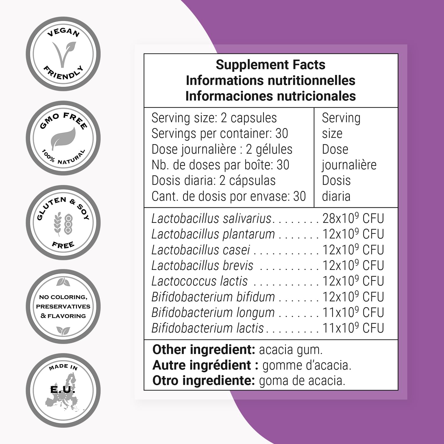 Supersmart - Lactoxira (High Potency) - 8-in-1 Probiotic Complex Supplement - Advanced Formula for Women & Men - with Lactobacillus Casei, Brevis | Non-GMO & Gluten Free - 60 DR Capsules Supersmart buy supplements canada