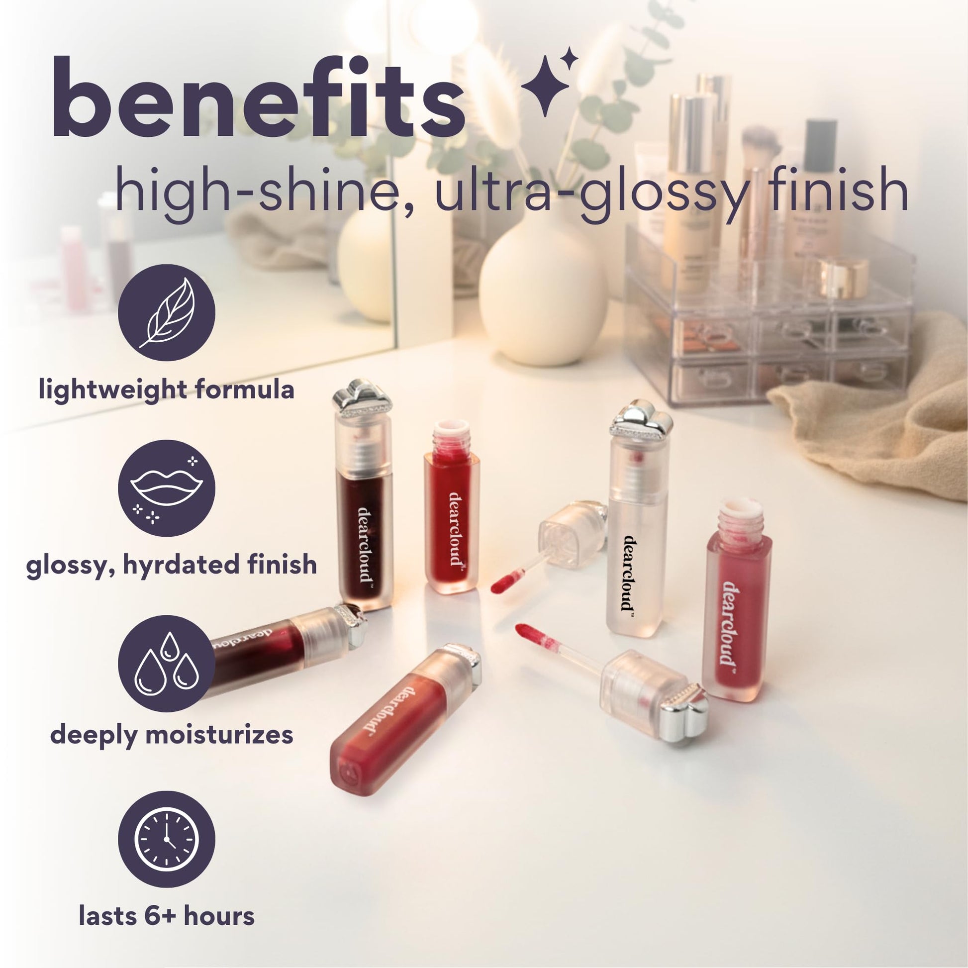 dearcloud Jelly Wave Lush Lip Oil – Clear Lip Gloss and Lip Gloss for Women - Korean skincare essential – Lip Oil for Women with Collagen - Diamond (0.13 oz) dearcloud buy supplements canada