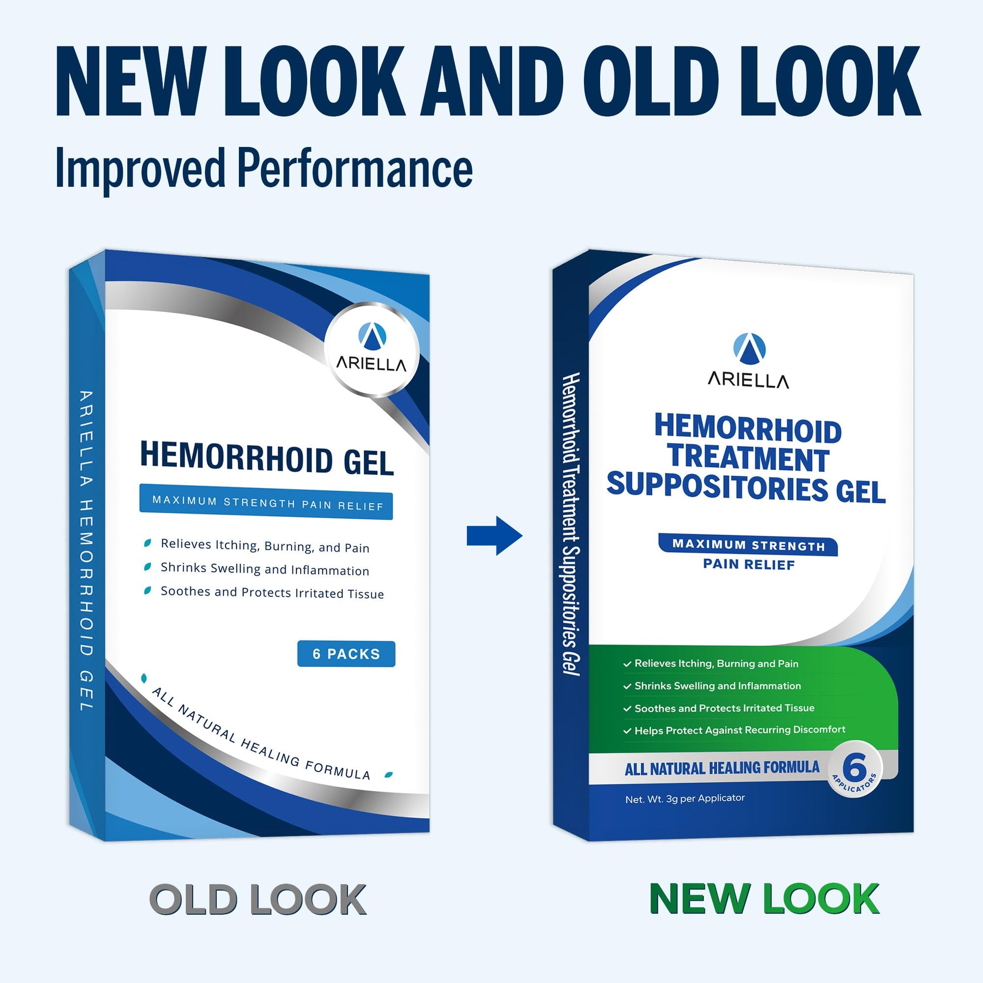 Ariella Hemorrhoid Treatment Suppository Gel: Natural & Herbal - Relieve Itching Burning Discomfort - Internal Relief - New Rounded Applicator - Nighttime Use (Pack of 6, Old) Ariella buy supplements canada