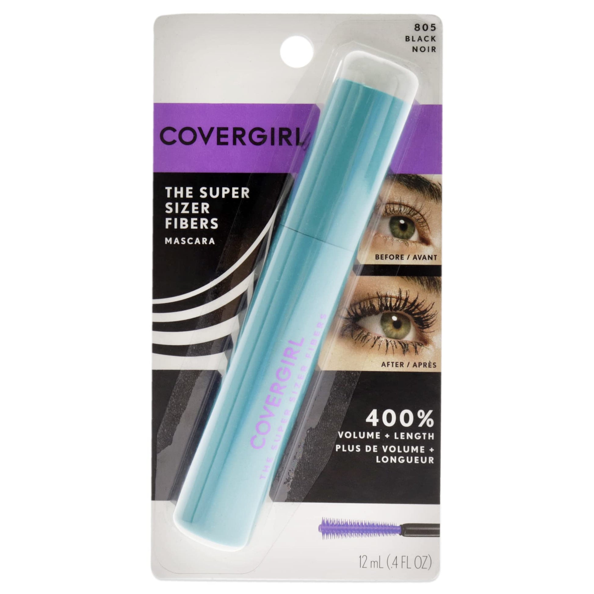 COVERGIRL Super Sizer Fibers Mascara, Black 805, 0.35 Ounce (Packaging May Vary) Volumizing Mascara with Brush COVERGIRL buy supplements canada