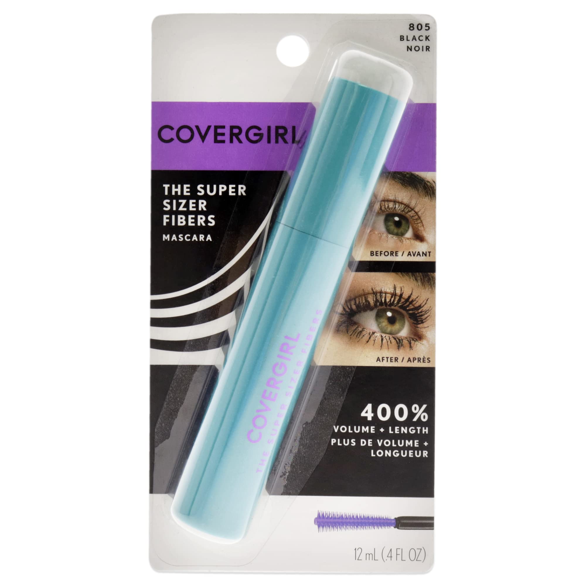 COVERGIRL Super Sizer Fibers Mascara, Black 805, 0.35 Ounce (Packaging May Vary) Volumizing Mascara with Brush COVERGIRL buy supplements canada