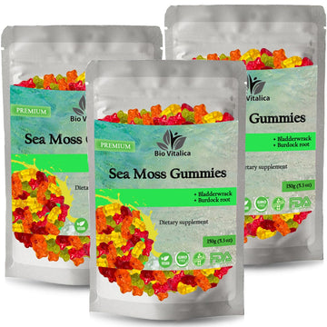 BIO VITALICA Sea Moss Gummies – with Bladderwrack & Burdock Root – Wildcrafted Gel + Powder – Vegan, Keto, Non-GMO, Gluten-Free – Fruity Mineral-Rich Gummies – 50 Count (3 Pack) BIO VITALICA buy supplements canada