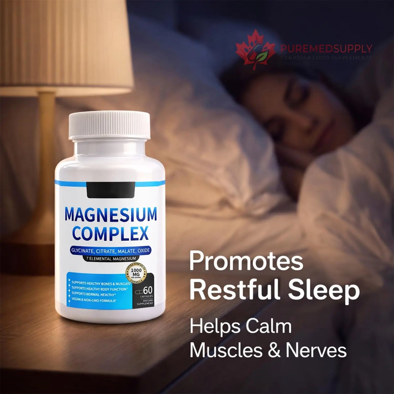 Magnesium Complex for Women & Men 1000mg — 7-in-1 Magnesium (Glycinate, Citrate & Malate) for Sleep Support, Stress Relief, Muscle Recovery — Vegan, 60 Capsules ElixAid buy supplements canada