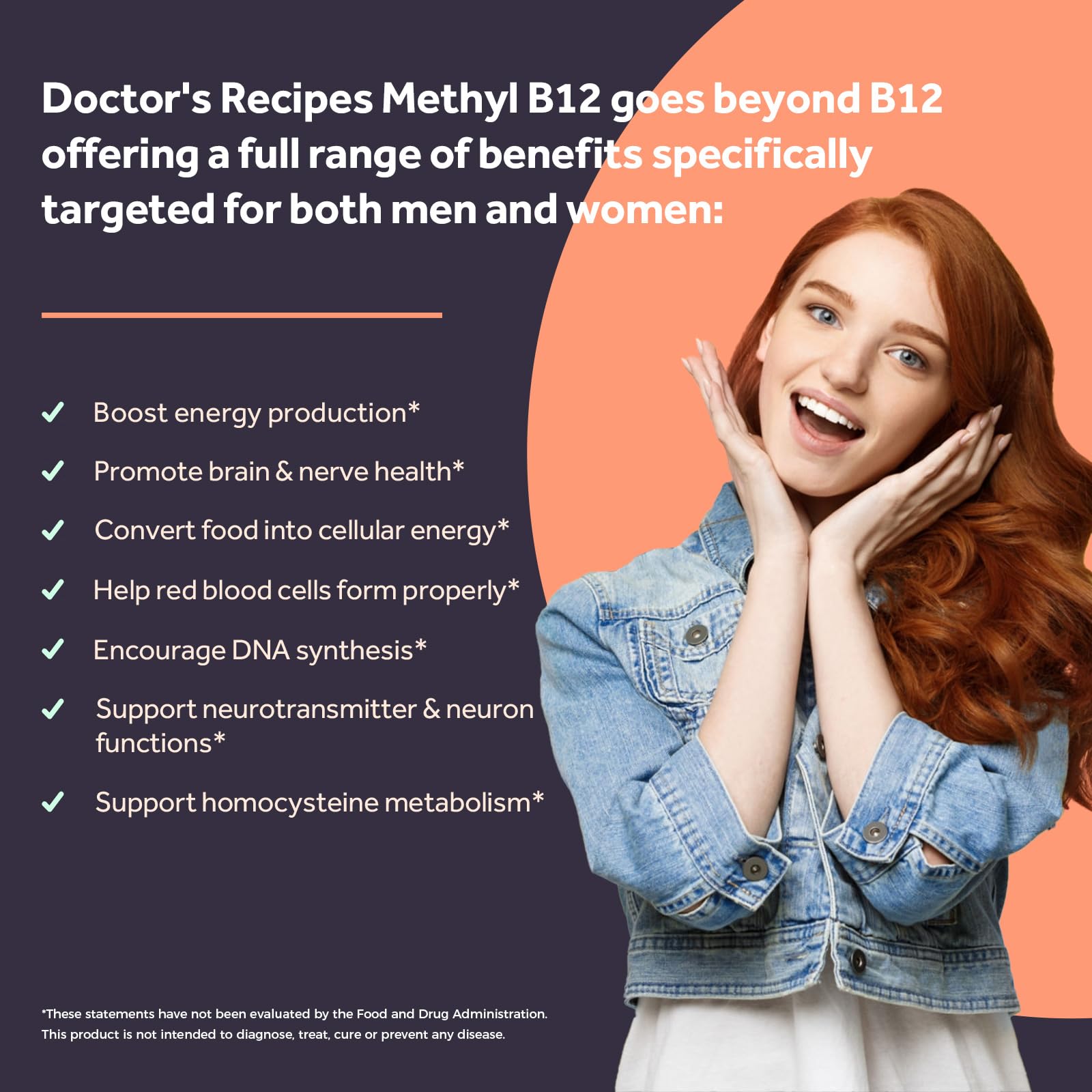 Doctor's Recipes Vitamin B12, Methylcobalamin 5000 mcg 90 Fast Dissolve Tablets, Natural Peach Flavor, Vegan Methyl, Energy Metabolism & Nervous System Doctor's Recipes buy supplements canada